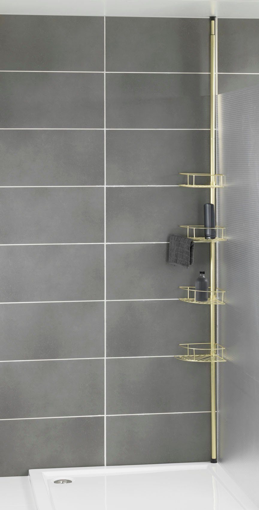 WENKO Telescooprek Dolcedo Hoekrek met 4 planken, hoogte verstelbaar 65-275 cm