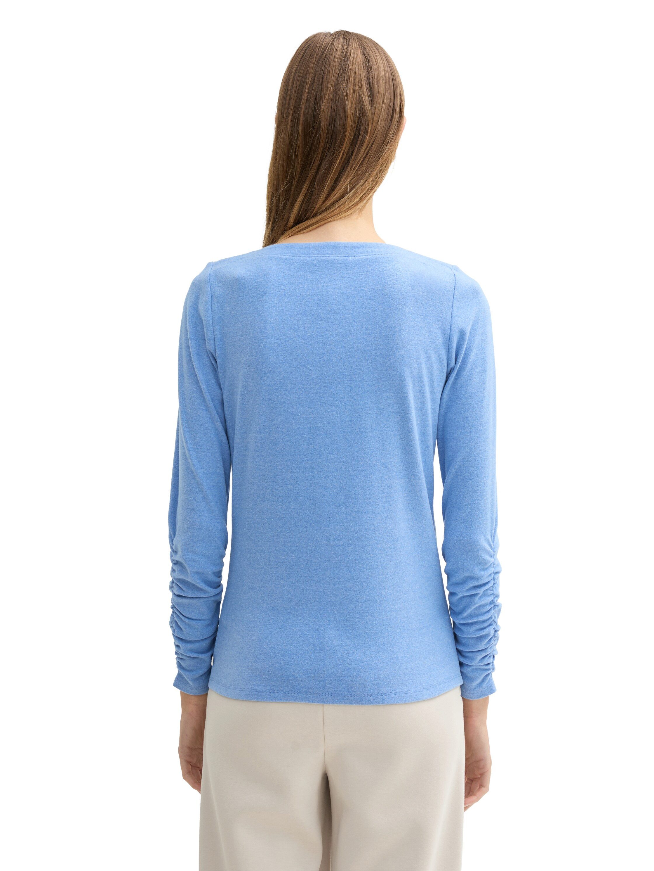Tom Tailor Denim Shirt met lange mouwen met rimpeling aan de mouwen
