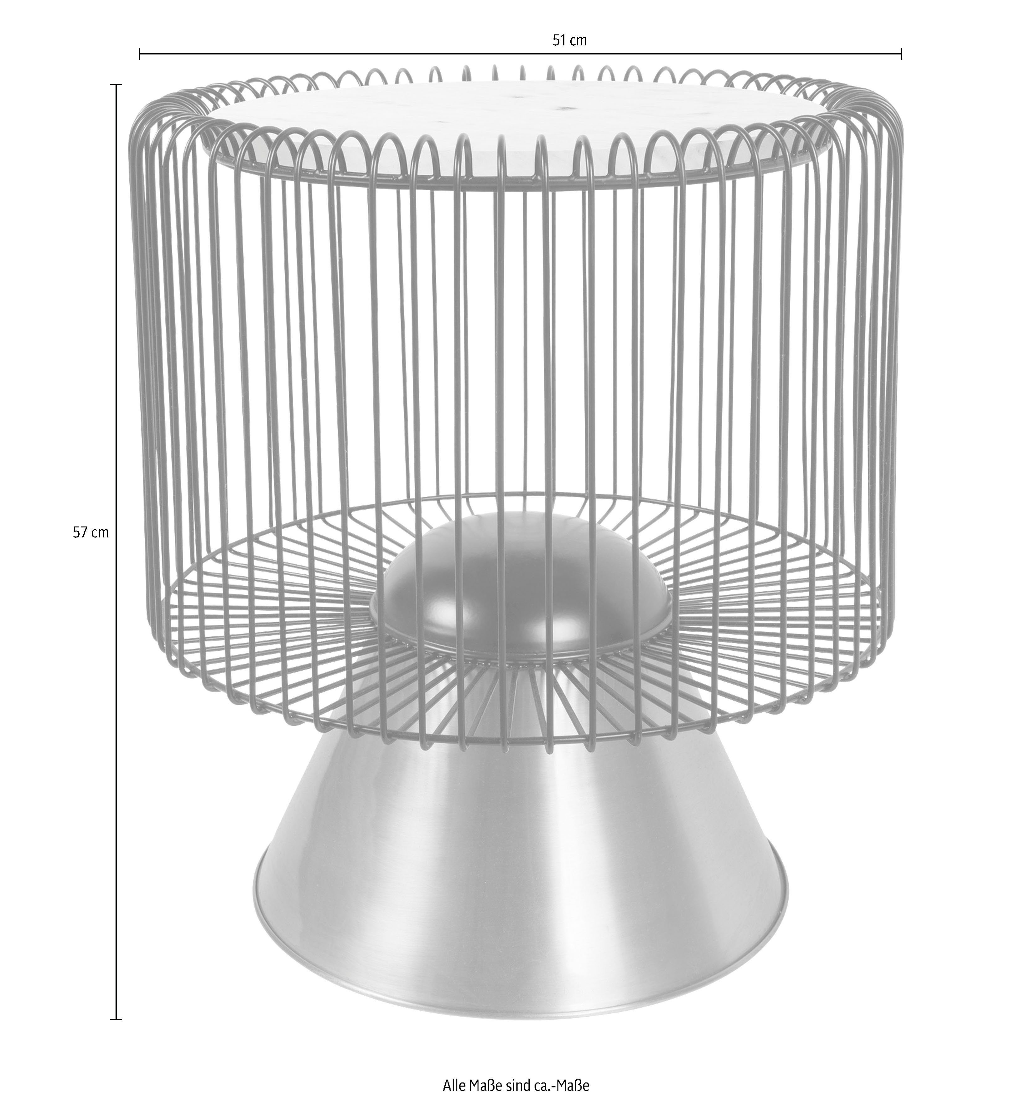 Kayoom Bijzettafel Malibu 125, ronde plaat van originele marmer, onderhoudsvriendelijk ø-marmerschijf: ca. 40 cm, trendy metalen ontwerp, onderhoudsvriendelijk (1 stuk)