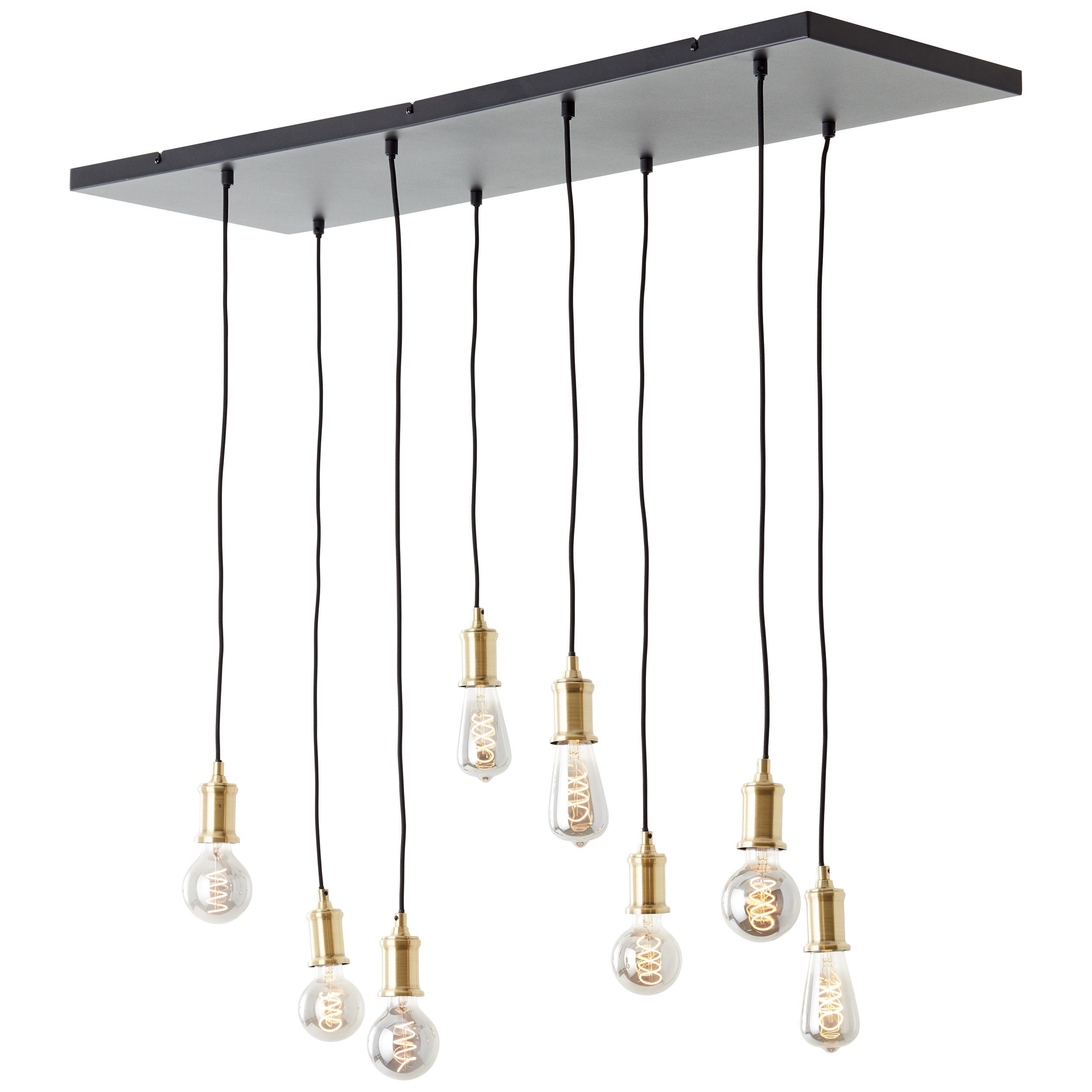 Brilliant Leuchten Hanglamp Darcia 133 x 35 x 110 cm, 8 x e27, inkortbaar, metaal, messingkleurig/zwart (1 stuk)