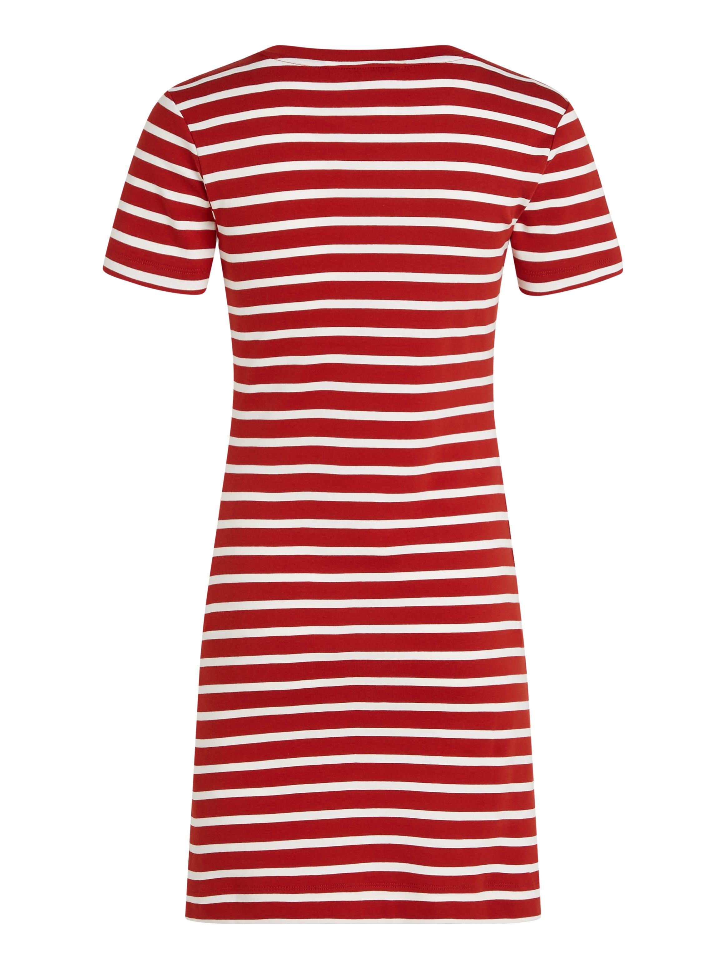 Tommy Hilfiger Shirtjurk NEW CODY STR SLIM SHORT DRS SS met allover streepdessin, logo-vlag