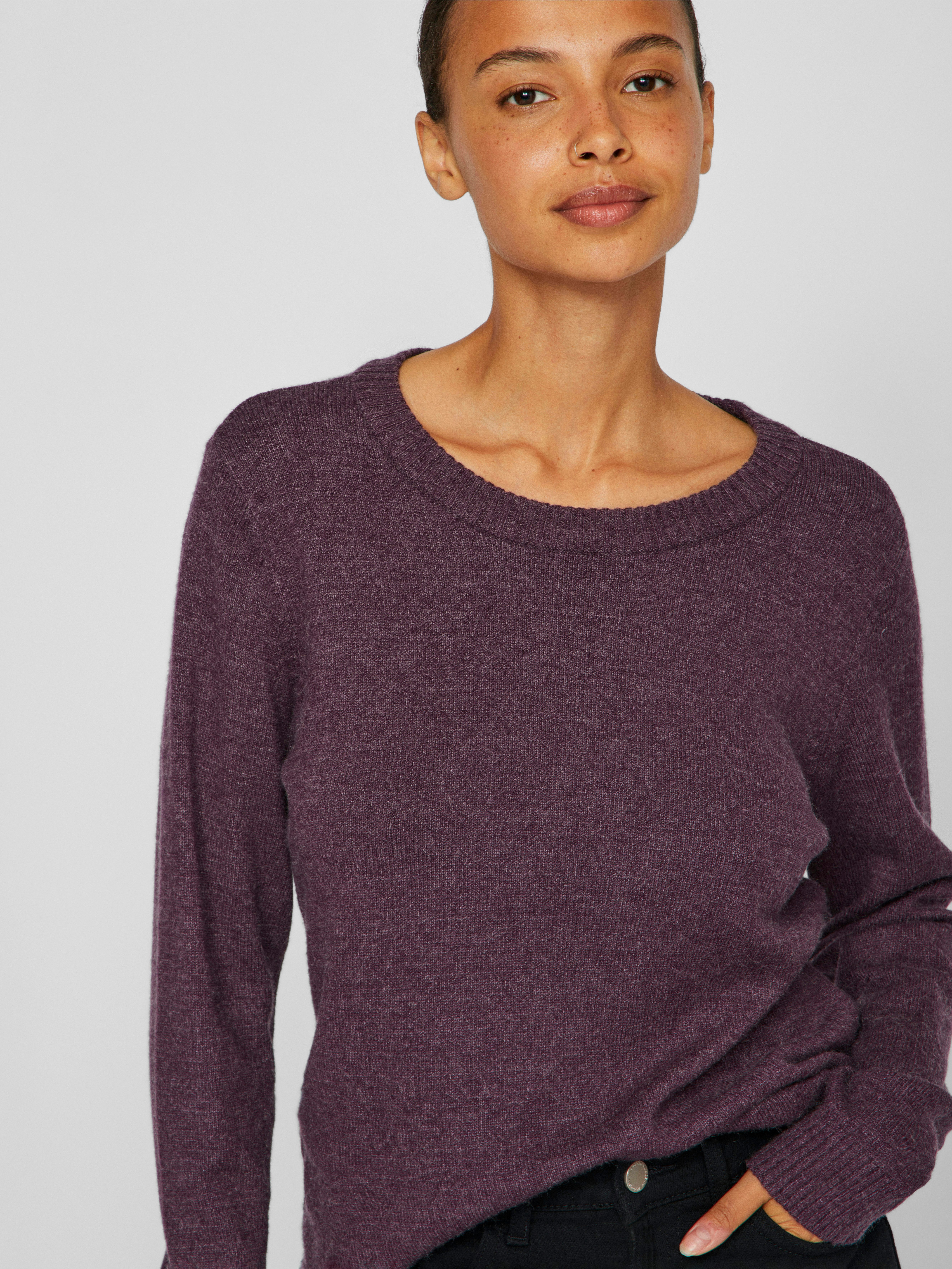 Vila Trui met ronde hals VIRIL O-NECK L S KNIT TOP NOOS
