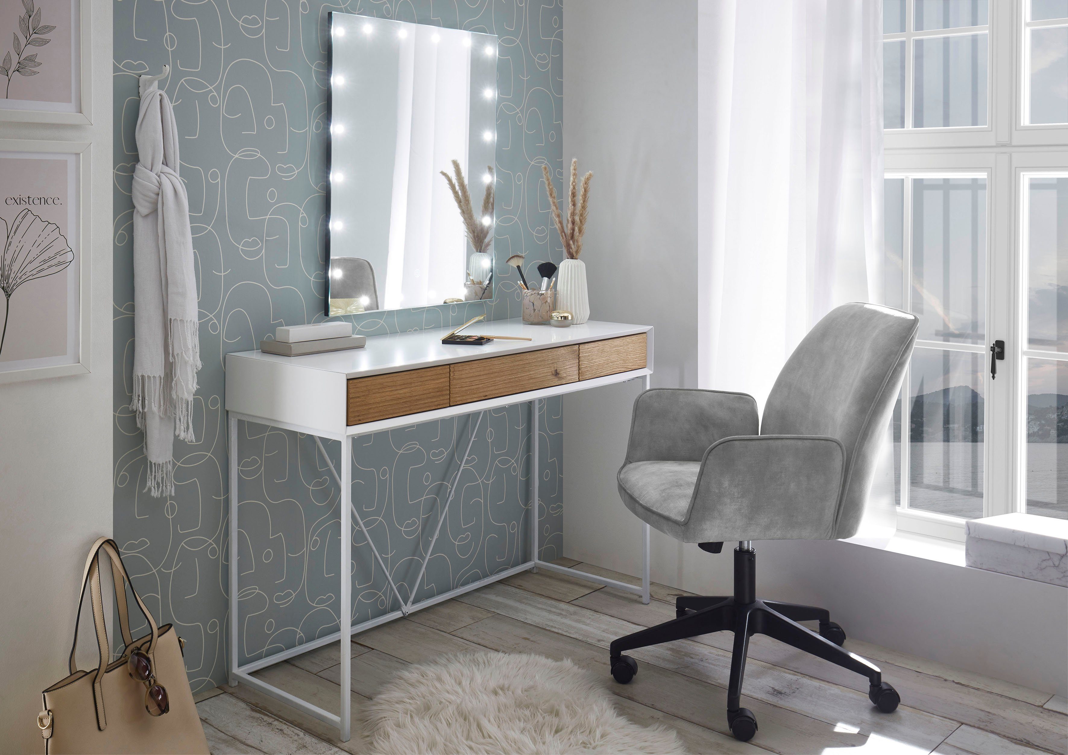 MCA furniture Bureaustoel O-Ottawa Fluweel, bureaustoel met traploos instelbare comfortabele zithoogte