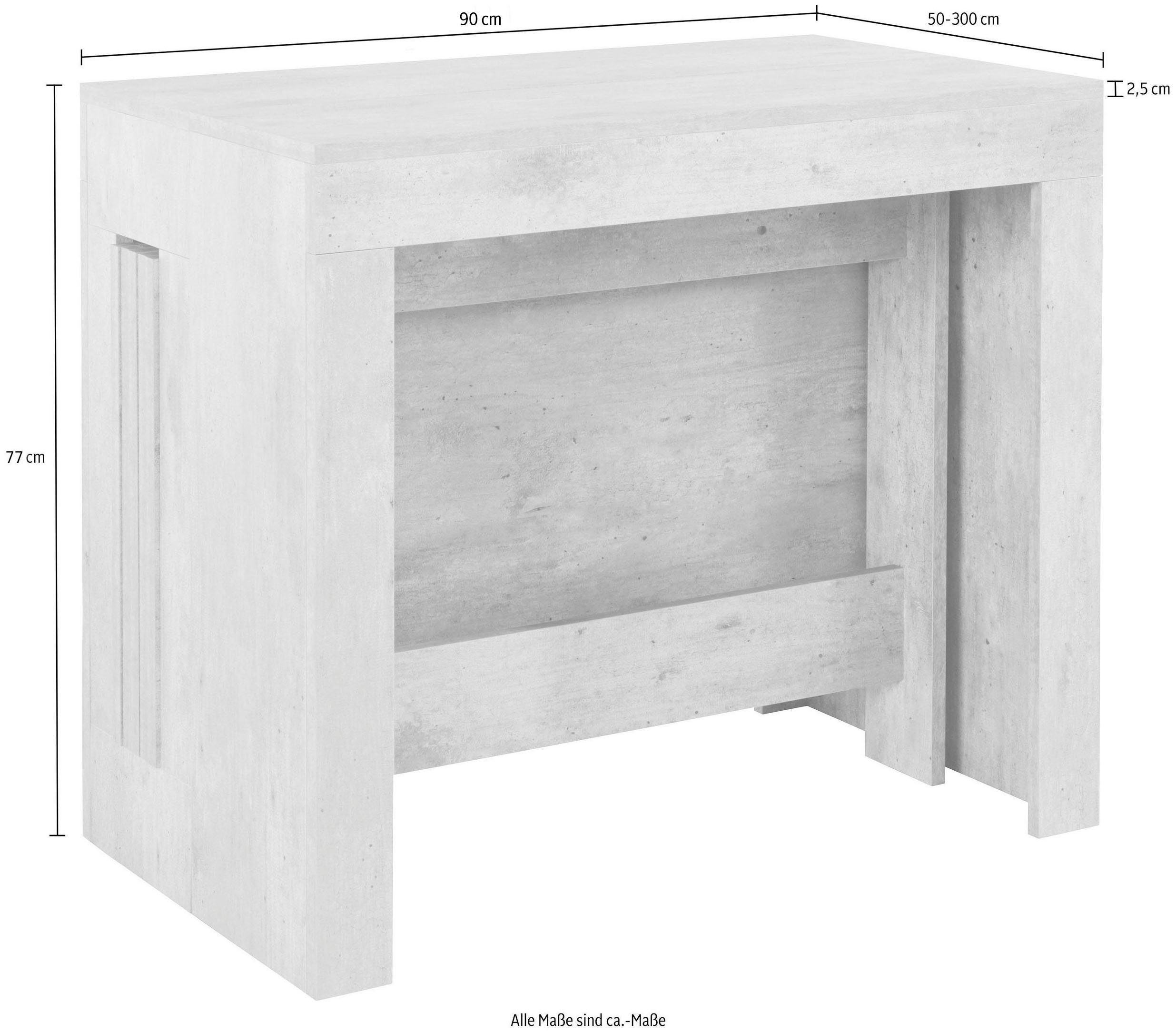 INOSIGN Eettafel Praktika, keukentafel, salontafel, eettafel met uittrekfunctie, uittrekbaar van 50 cm naar 300 cm