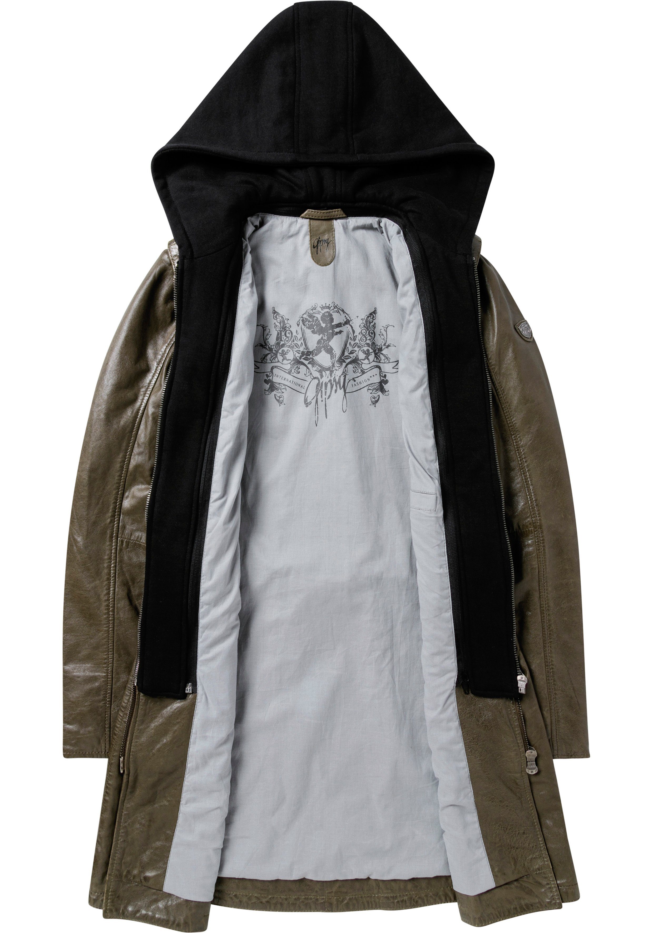 Mauritius Lange, leren jas BENTE2 lange leren jack met riem & afneembare capuchoninlay (Met riem)