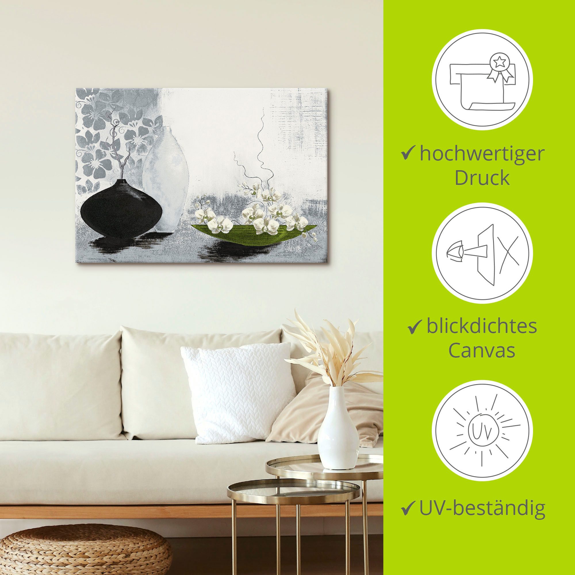 Artland Artprint Modern bol vat met orchideeën als artprint op linnen, poster in verschillende formaten maten