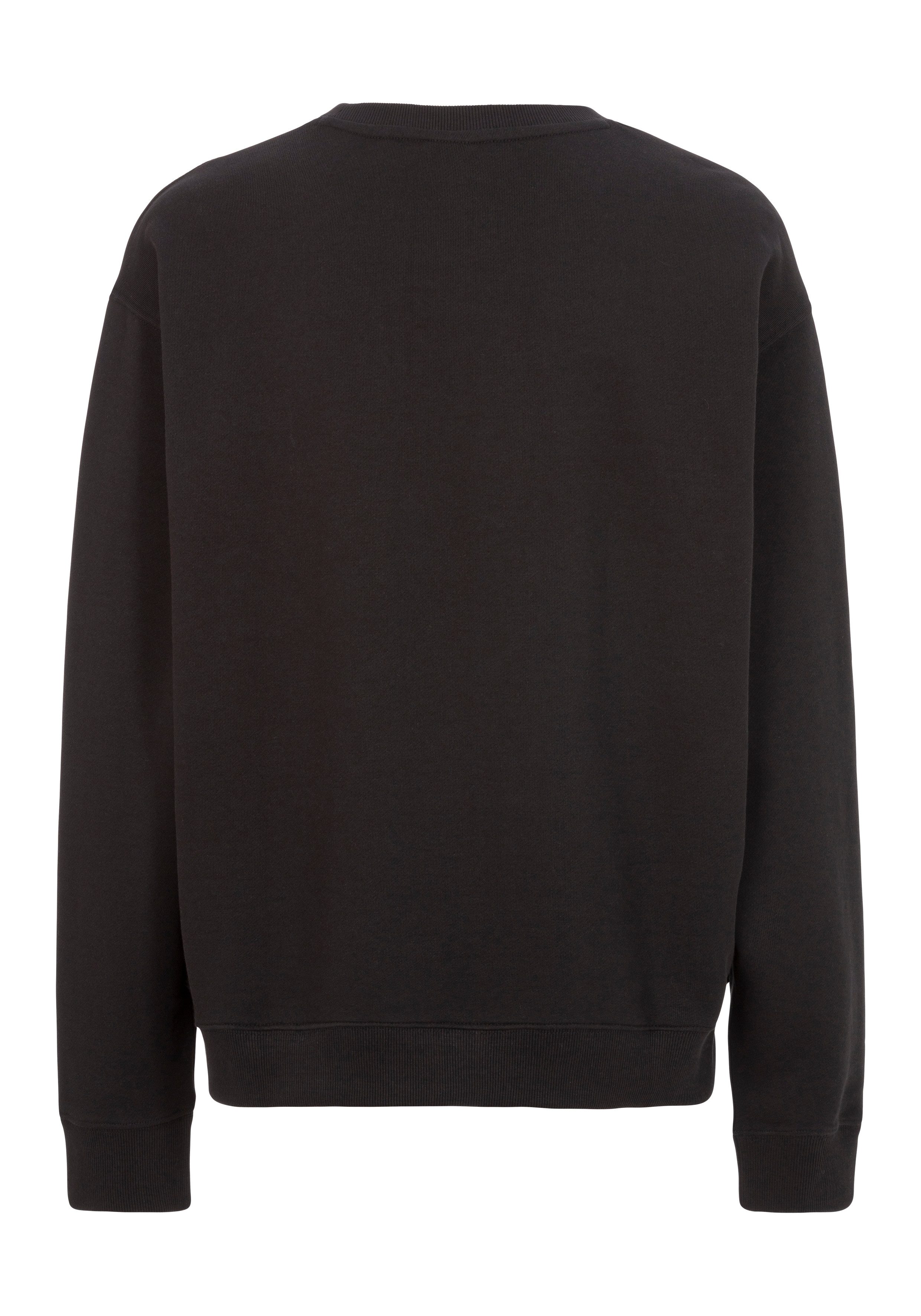 HUGO Blue Sweatshirt Oversized crew met bloemenprint op de achterkant, straß logo print