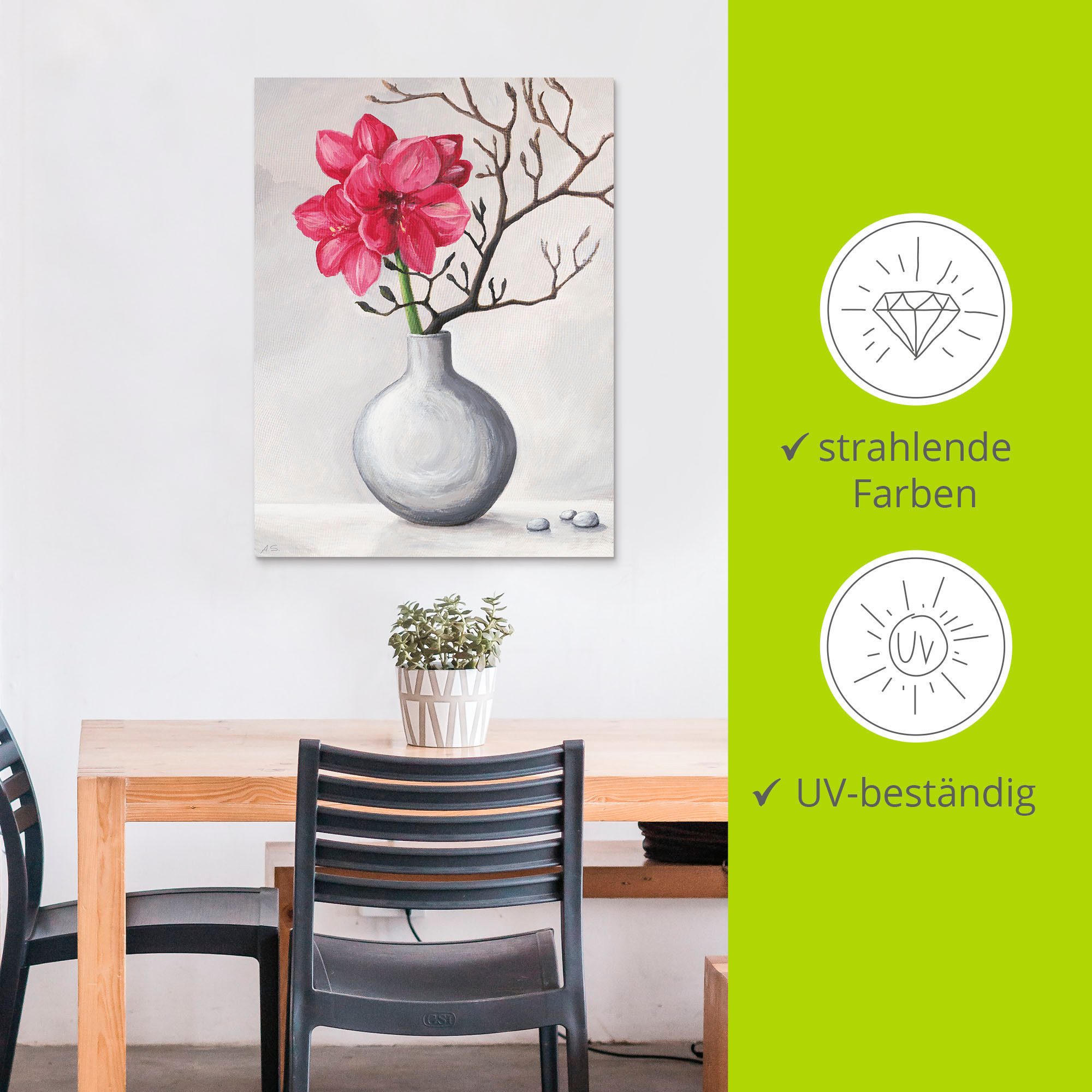 Artland Artprint Rode amaryllis als artprint van aluminium, artprint voor buiten, artprint op linnen, poster in verschillende maten. maten