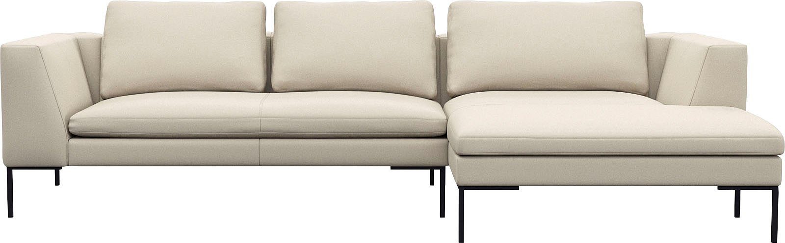 FLEXLUX Hoekbank Loano, geweldige zitcomfort, L-vorm moderne zitbank, vrijstaand, losse kussens, koudschuim in de zitting wit, hoekbanken, 298 cm