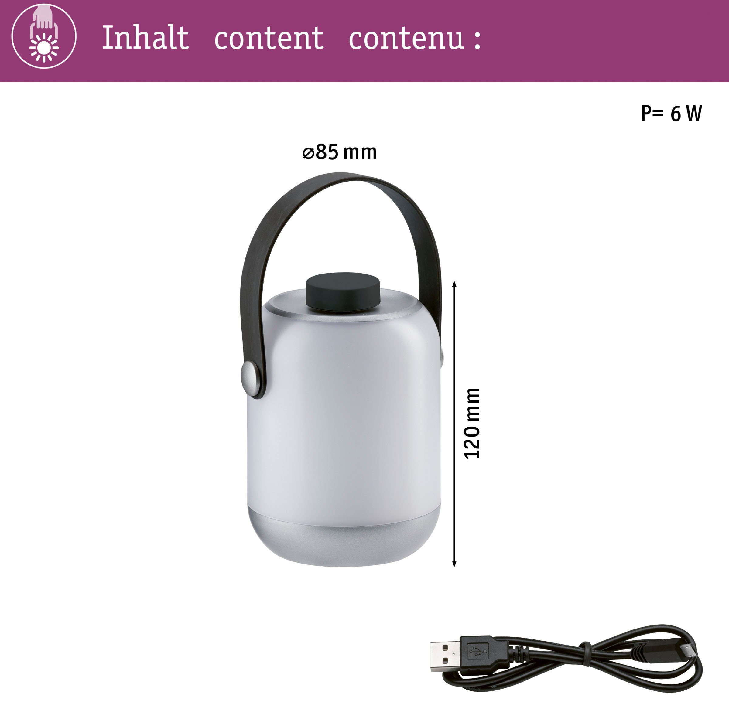 Paulmann Tafellamp Buiten Mobiele Tafel lamp Clutch IP44 3000K 1,6W 5V dimbaar (1 stuk)