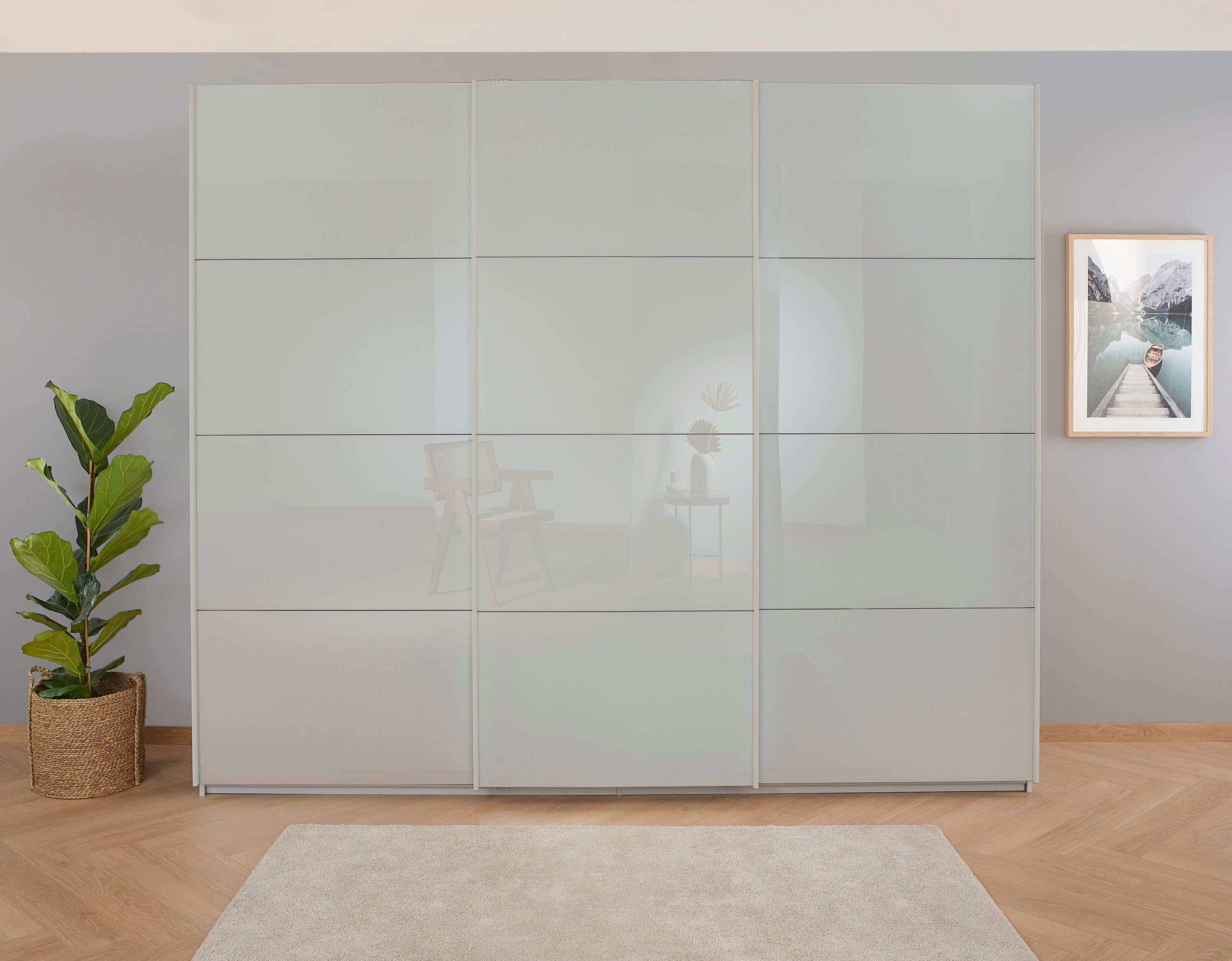 rauch Zweefdeurkast Koluna Glazen front, inclusief 2 lades en extra planken