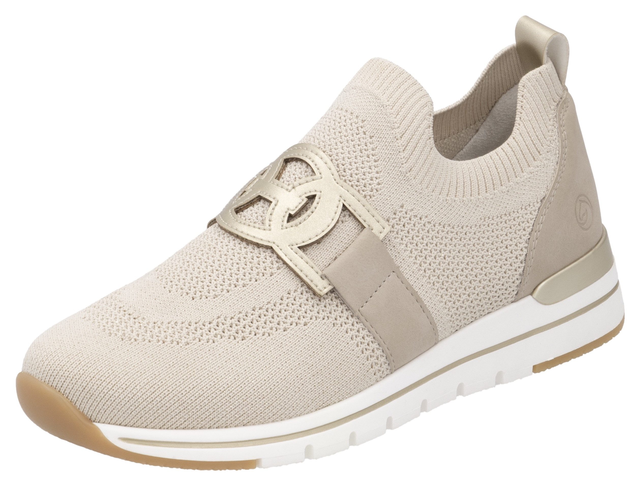Remonte Slip-on sneakers , vrijetijdsschoen, lage schoen, slipper met elastische band aan de schacht dames lage sneakers maat 40 beige