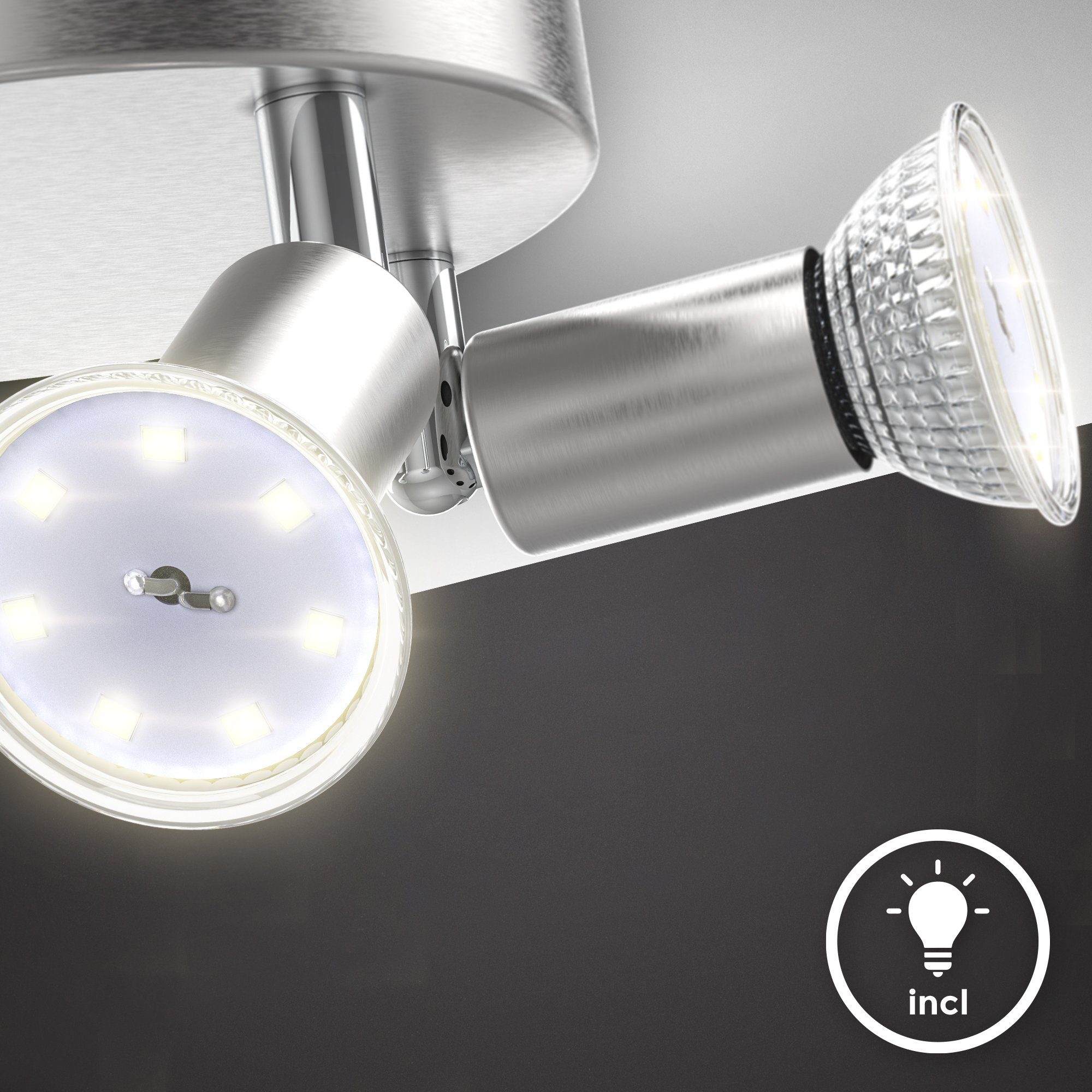 B.K.Licht Plafondspotje draaibare led plafondlamp, incl. lichtbron, warmwit, rond (1 stuk)