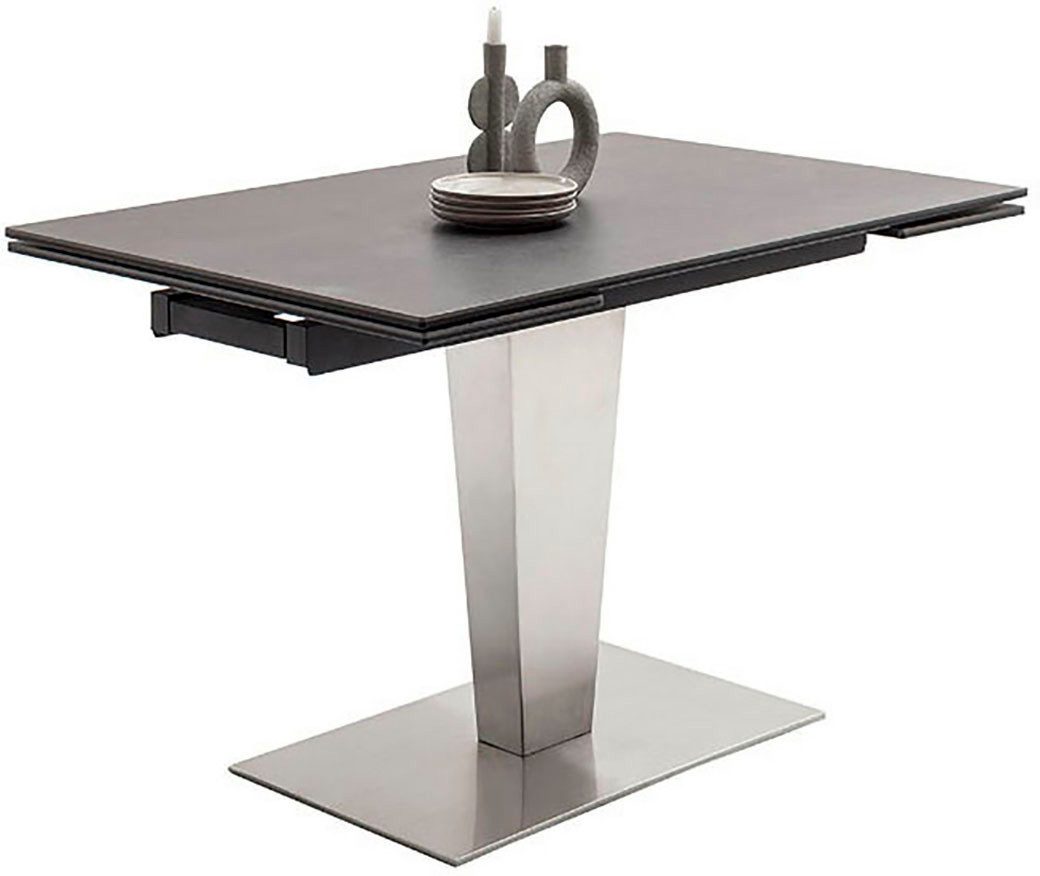 MCA furniture Eettafel PESARO uitschuifbare tafel met voet 120-180 cm Keramiek, roestvrij staal, eindschuif, uittrekbaar, tafelblad 14 mm