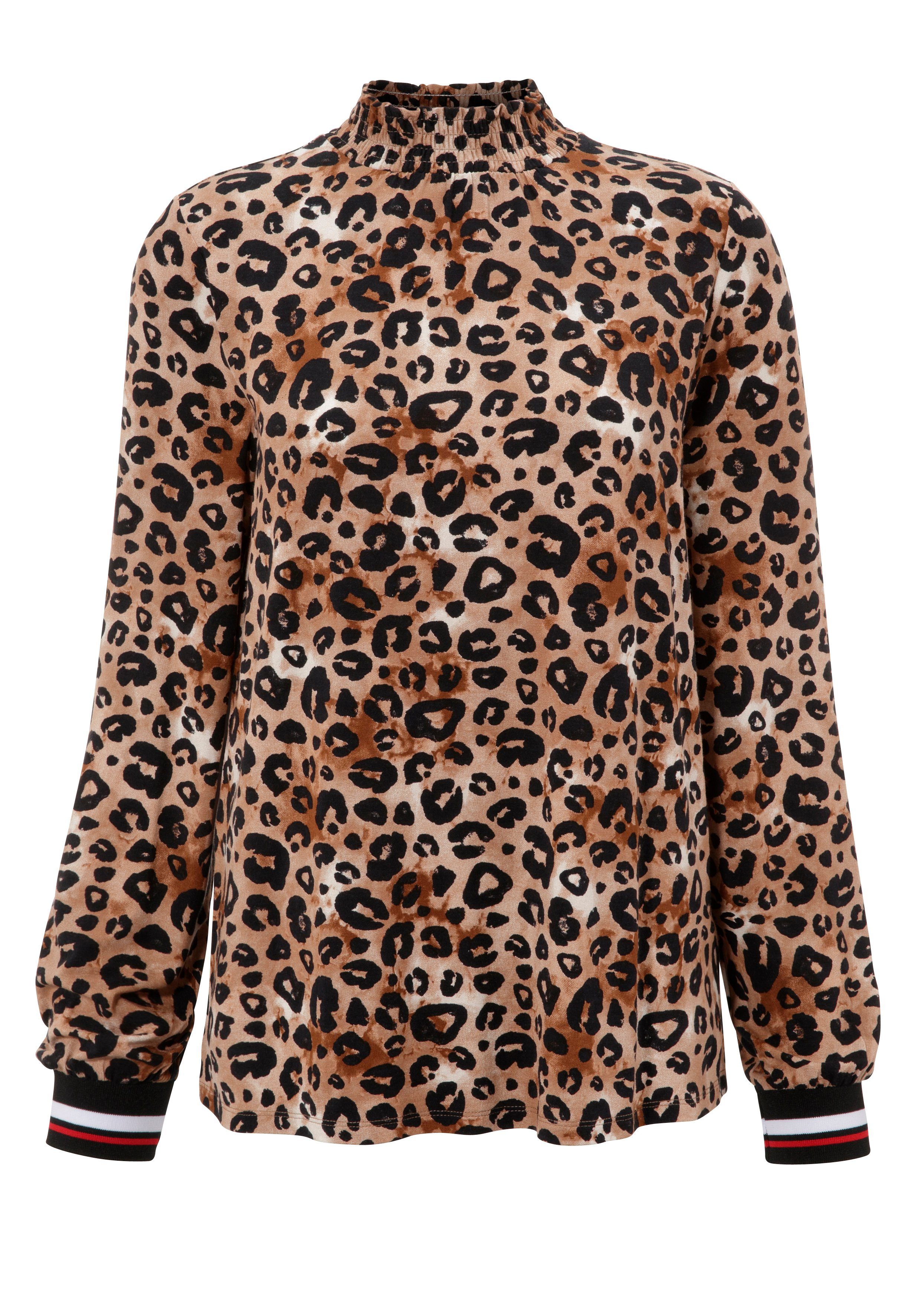 Aniston CASUAL Shirt met lange mouwen met trendy animal-print en gestreepte boord