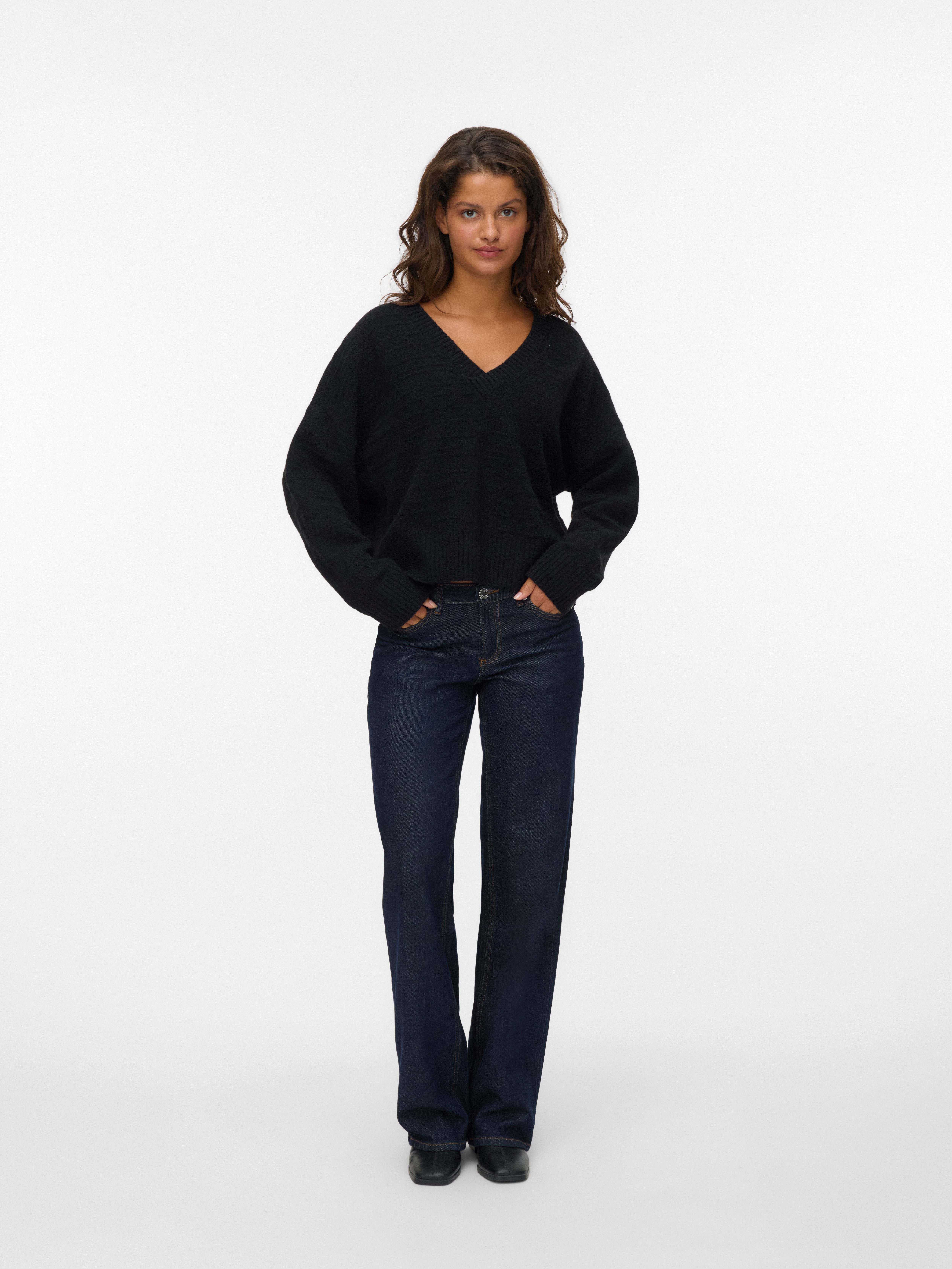 Vero Moda Gebreide trui VMBOOM STRUCTURE LS V-NECK PULLOVER BOO