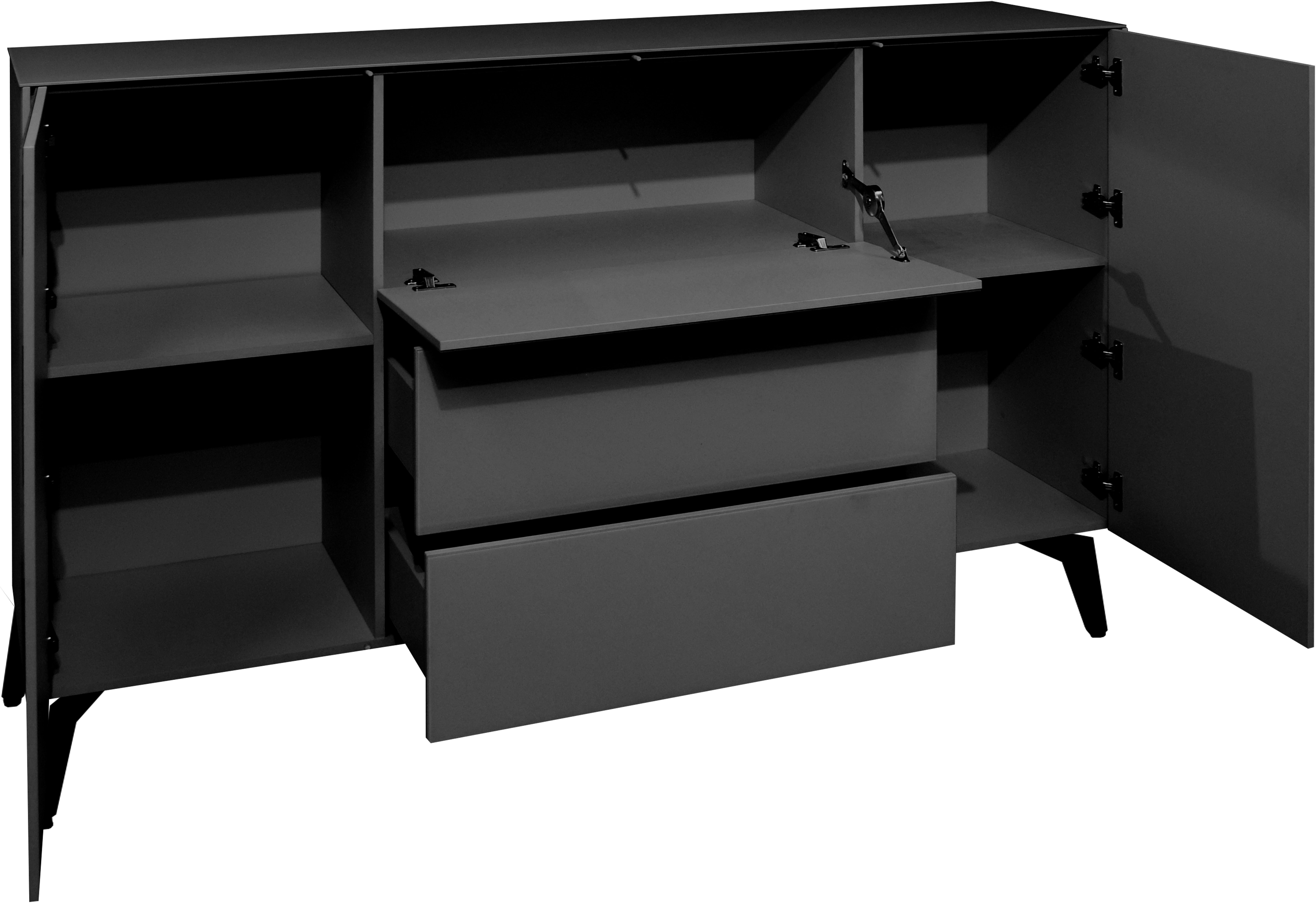 Mäusbacher Kast Imola BESTSELLER! Commode met glasfront en glazen bovenblad