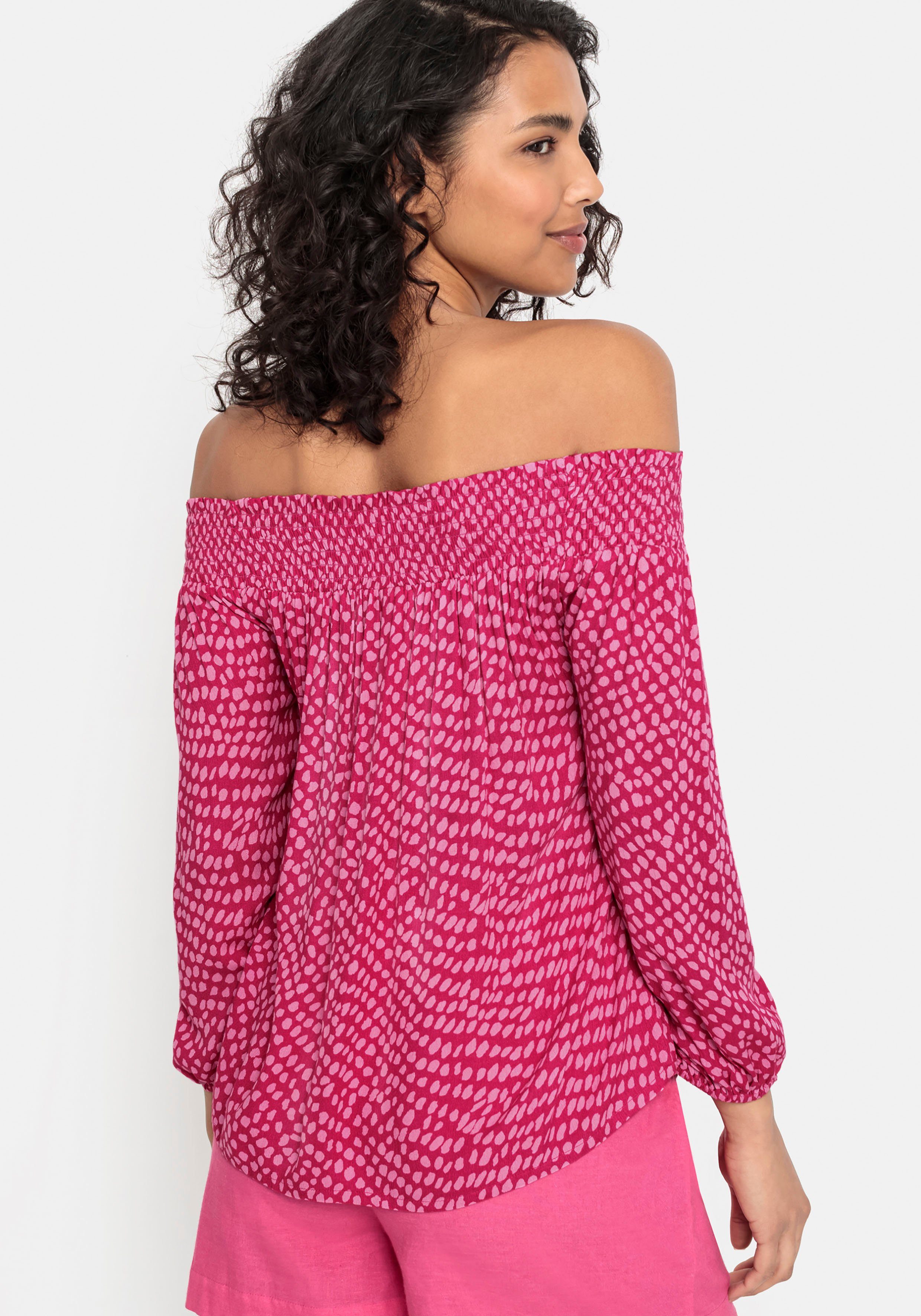 Lascana Blouse met carmenhals in een lichte gekreukte crinkle look, damesblouse, off-the-shoulder