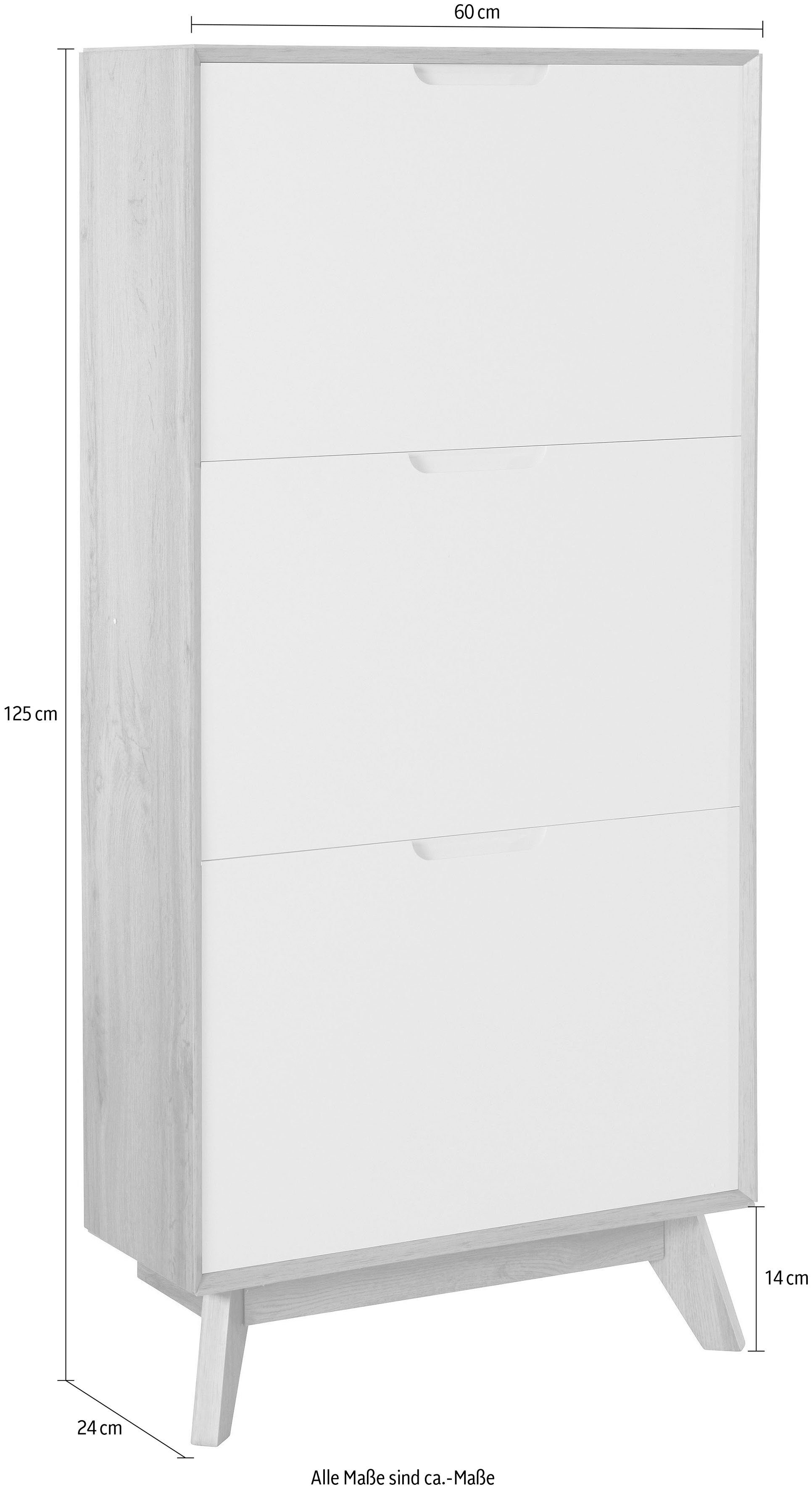 andas Schoenenkast Pandrup met 3 kleppen, ca. 5 paar schoenen per klep, hoogte 125 cm