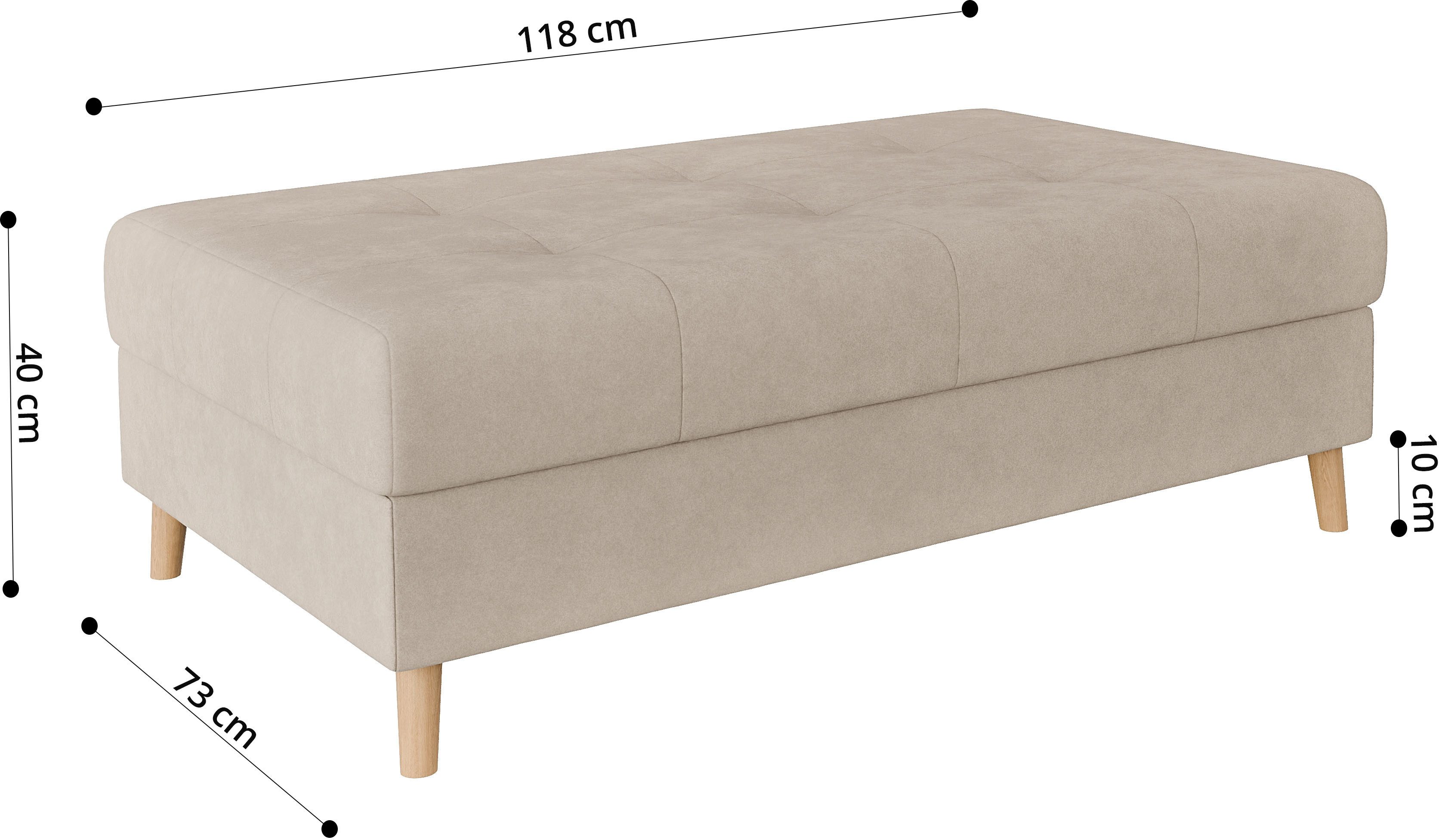 Home affaire Hocker CHARRE XXL, stiksel in het zitgedeelte, afmetingen: B/D/H: 118/73/40 cm