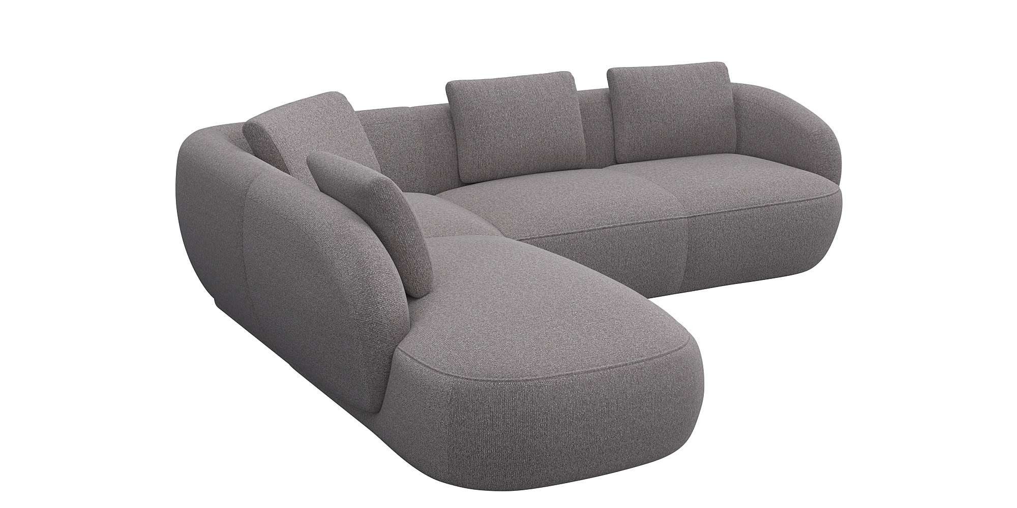 FLEXLUX Hoekbank Torino, rond, L-vorm, bankhoek met ottomane Modern, organisch bankontwerp, koudschuim, golfvering