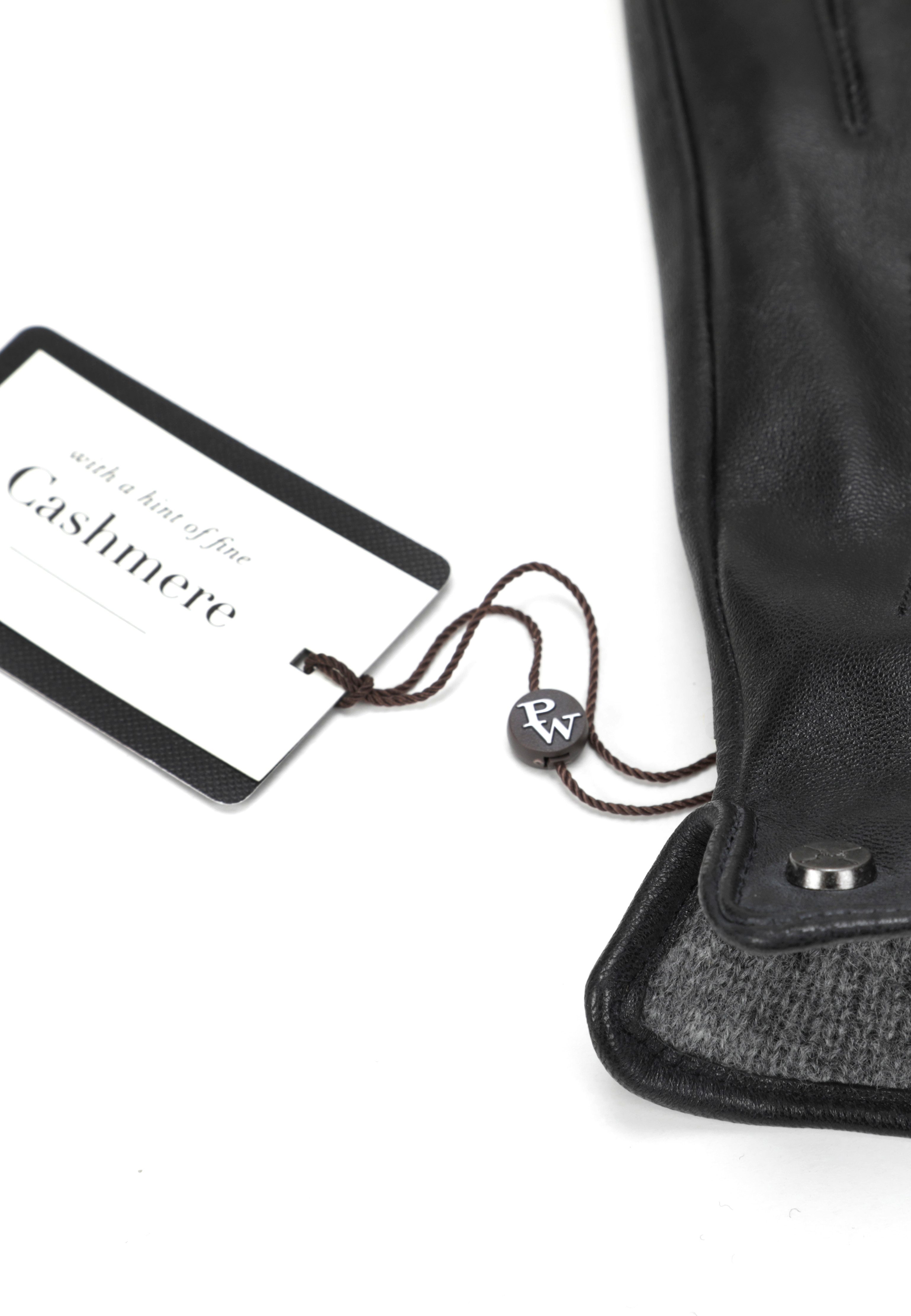 PEARLWOOD Leren handschoenen Grijs Zachte binnenvoering met wol, decoratieve stiksels(1 paar)