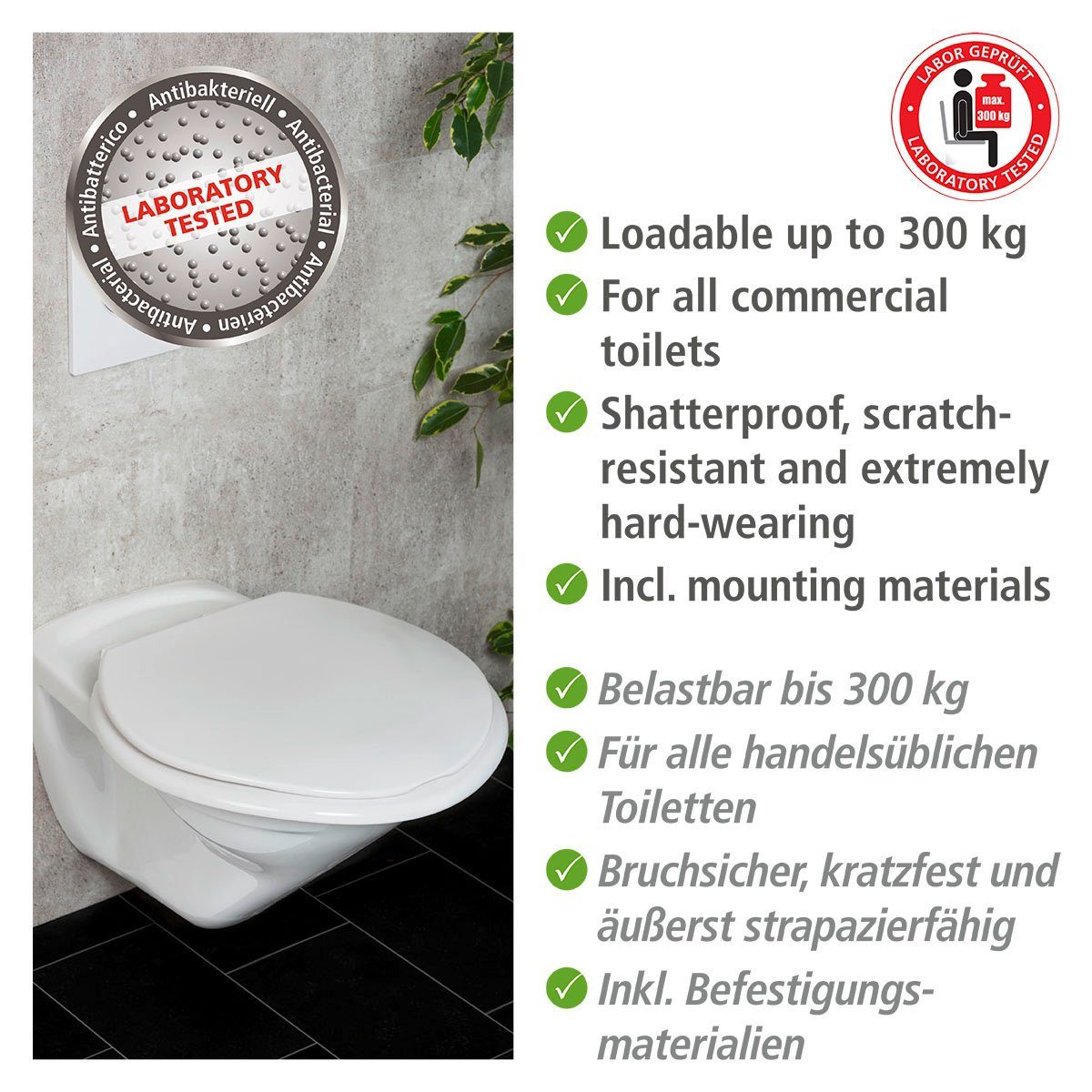 WENKO Toiletzitting Torino XXL extra breed, belastbaar tot 300 kg