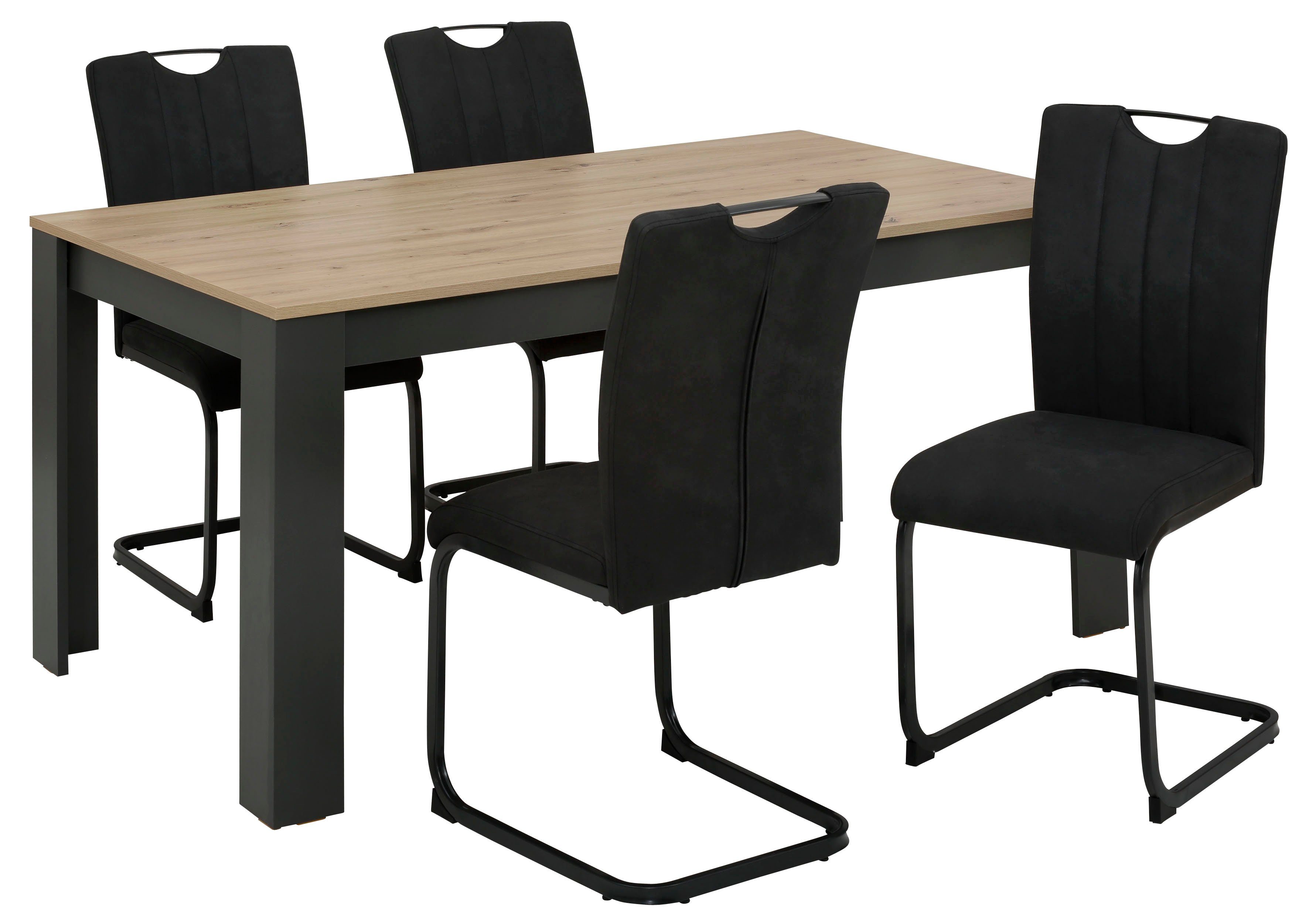 Home affaire Eethoek Napoli 5-delige eethoek met moderne sledestoel en eettafel (set, 5-delig)