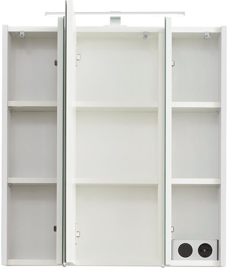 Saphir Spiegelkast Quickset 857 badkamermeubel, 3 spiegeldeuren, 6 planken, 65 cm breed