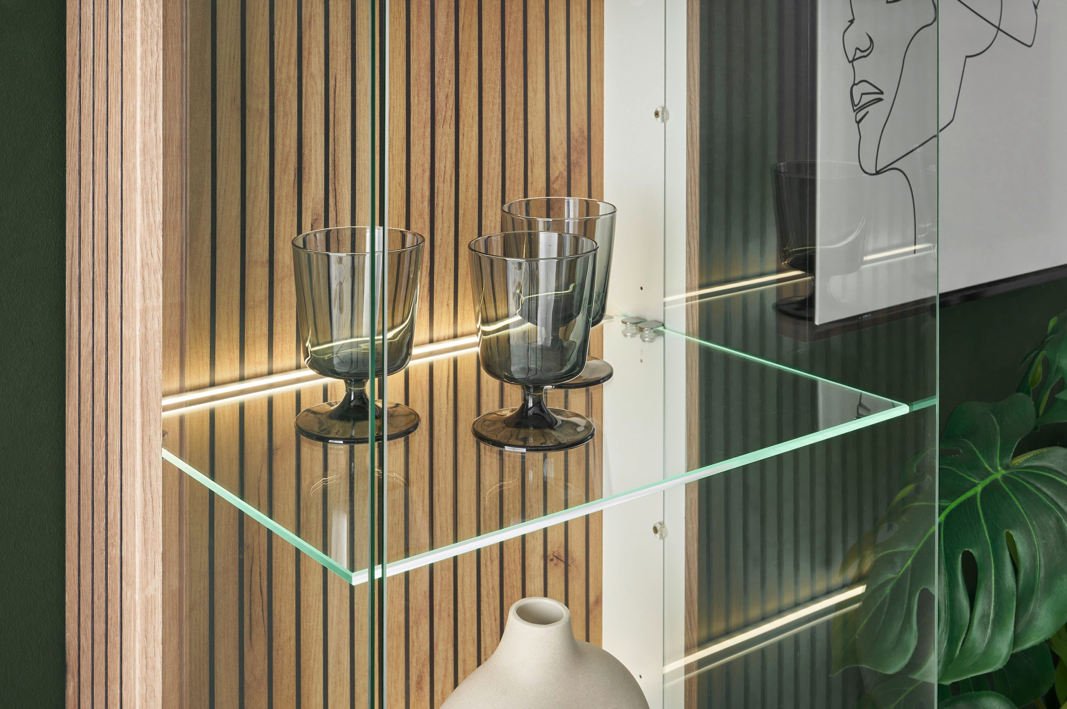 INOSIGN Wandmeubel Hudson met moderne groevenlook, handgrepen van metaal (zwart), breedte 316 cm (set, 4-delig)