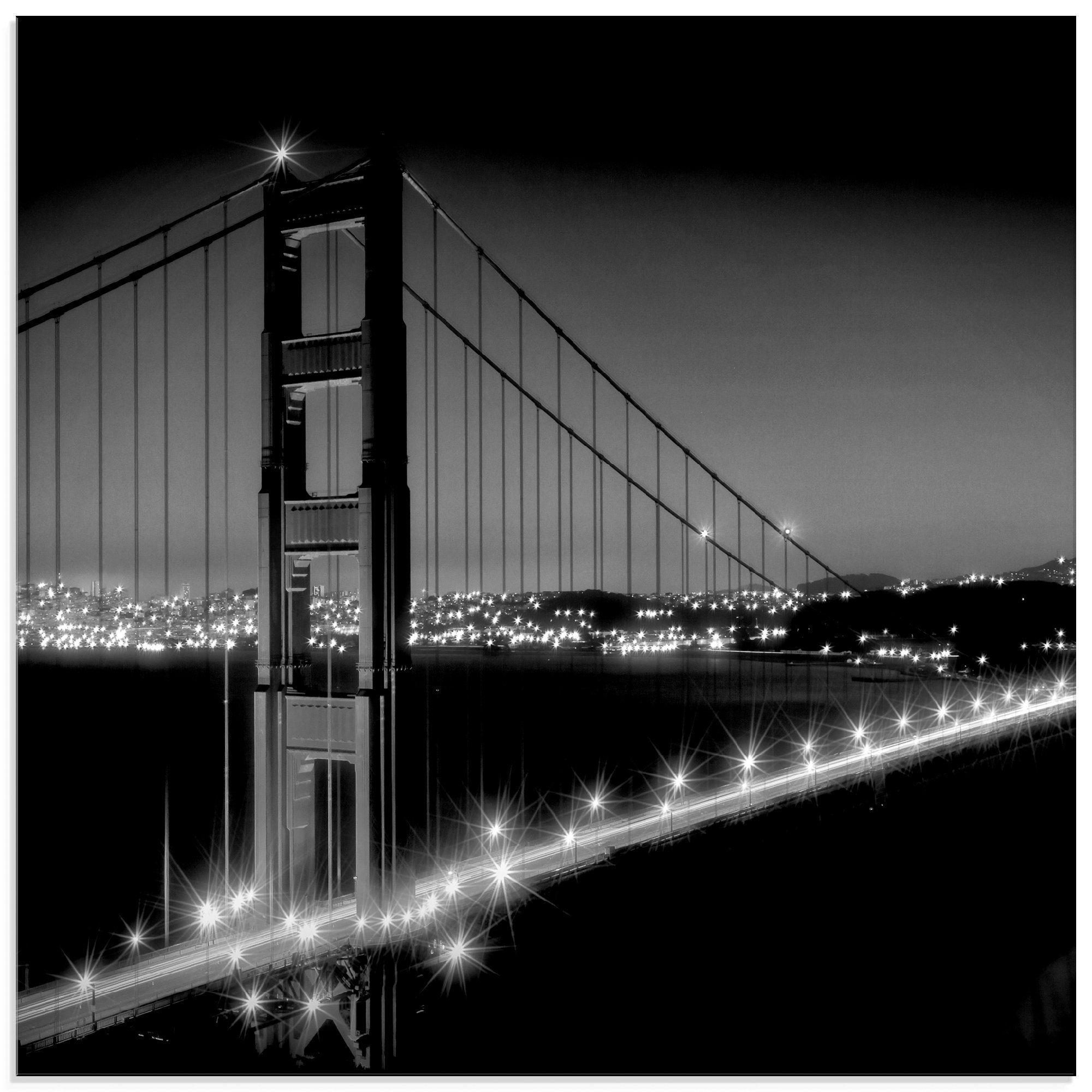 Artland Print op glas Golden Gate Bridge ‘s avonds (1 stuk)