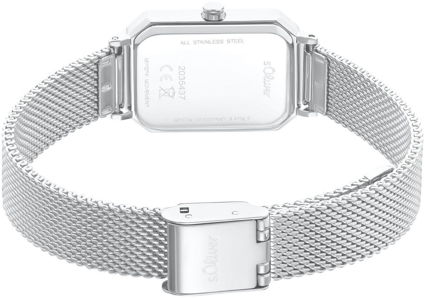 s.Oliver Kwartshorloge Horloge, dameshorloge, analoog, stalen armband