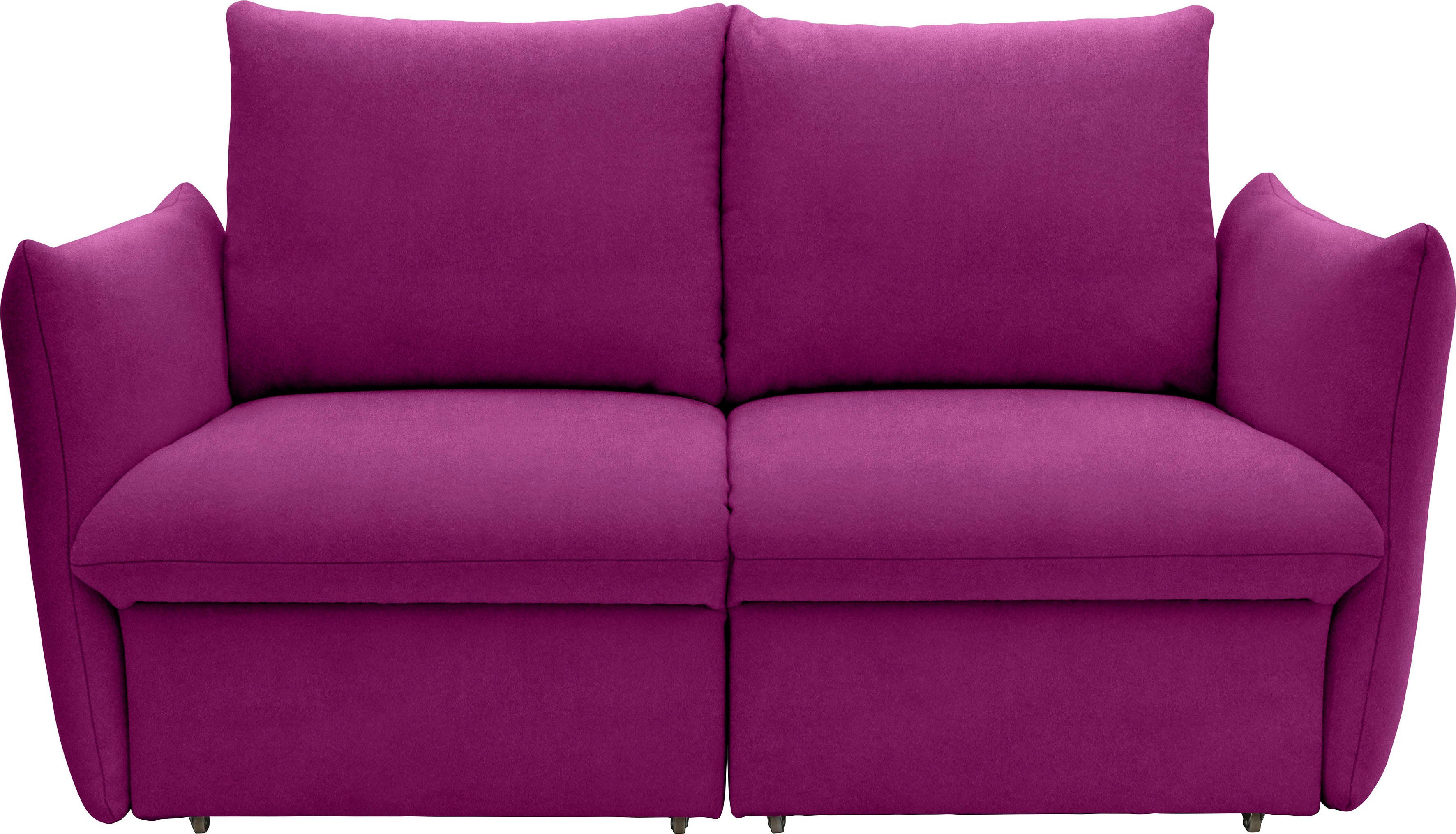 LOOKS BY WOLFGANG JOOP Slaapbank LOOKS XII met slaapfunctie, kussen-look, boxspringbekleding paars, slaapbanken, Breedte ligoppervlak: 140 cm, Lengte
