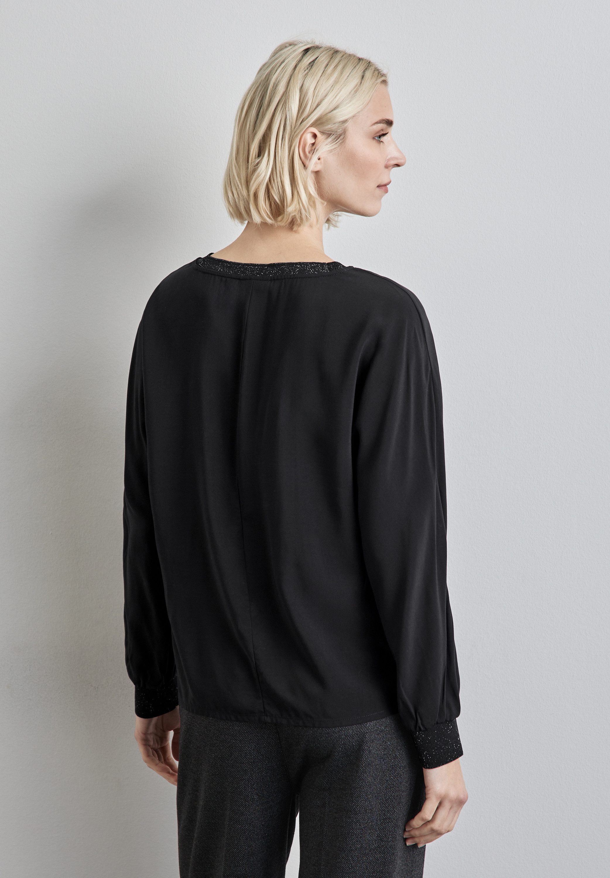STREET ONE Blouse met lange mouwen van 100% viscose - met glitterdetails