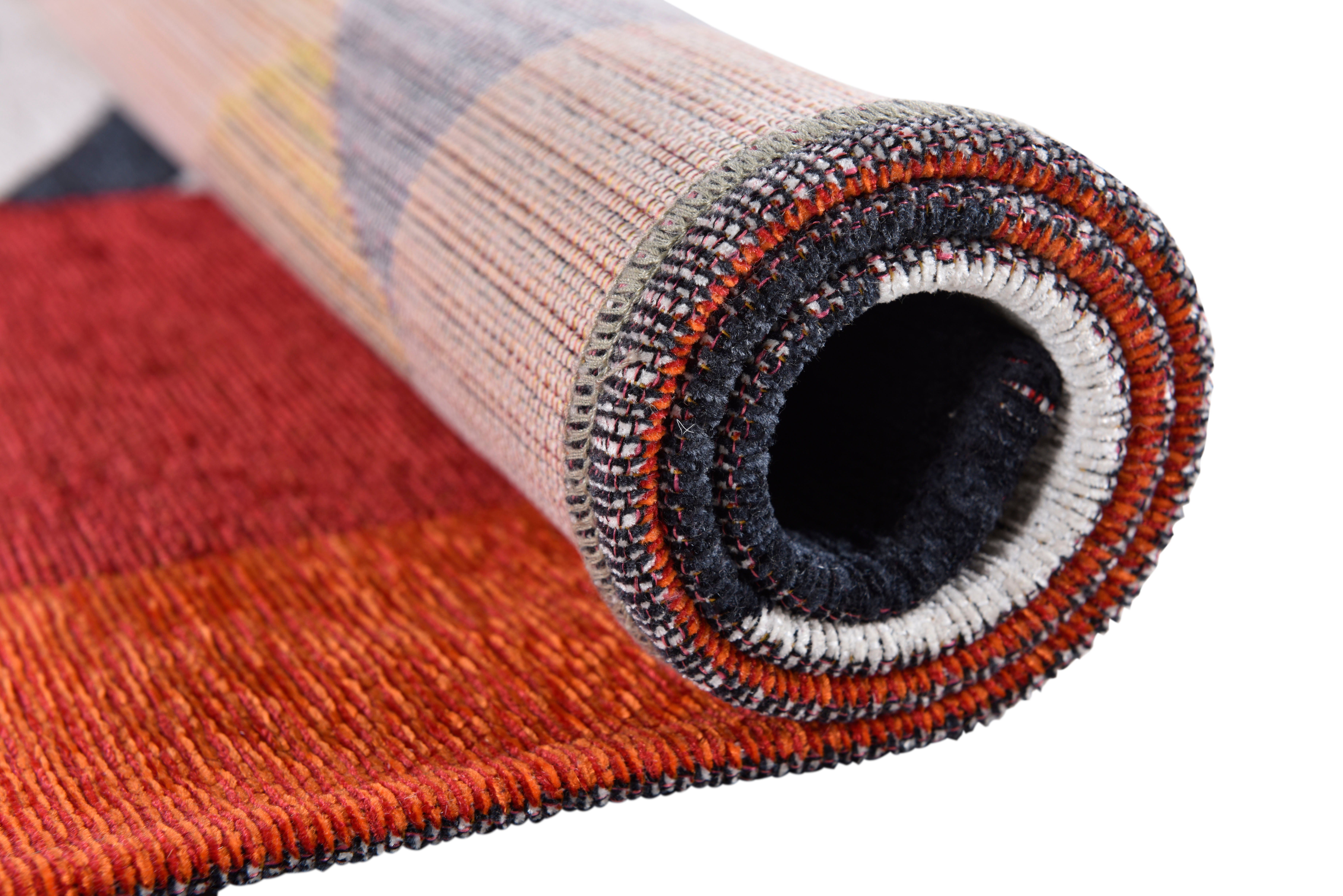 Gino Falcone Vloerkleed Cosima-117 platgeweven, jacquard, met chenillegaren, modern geometrisch design