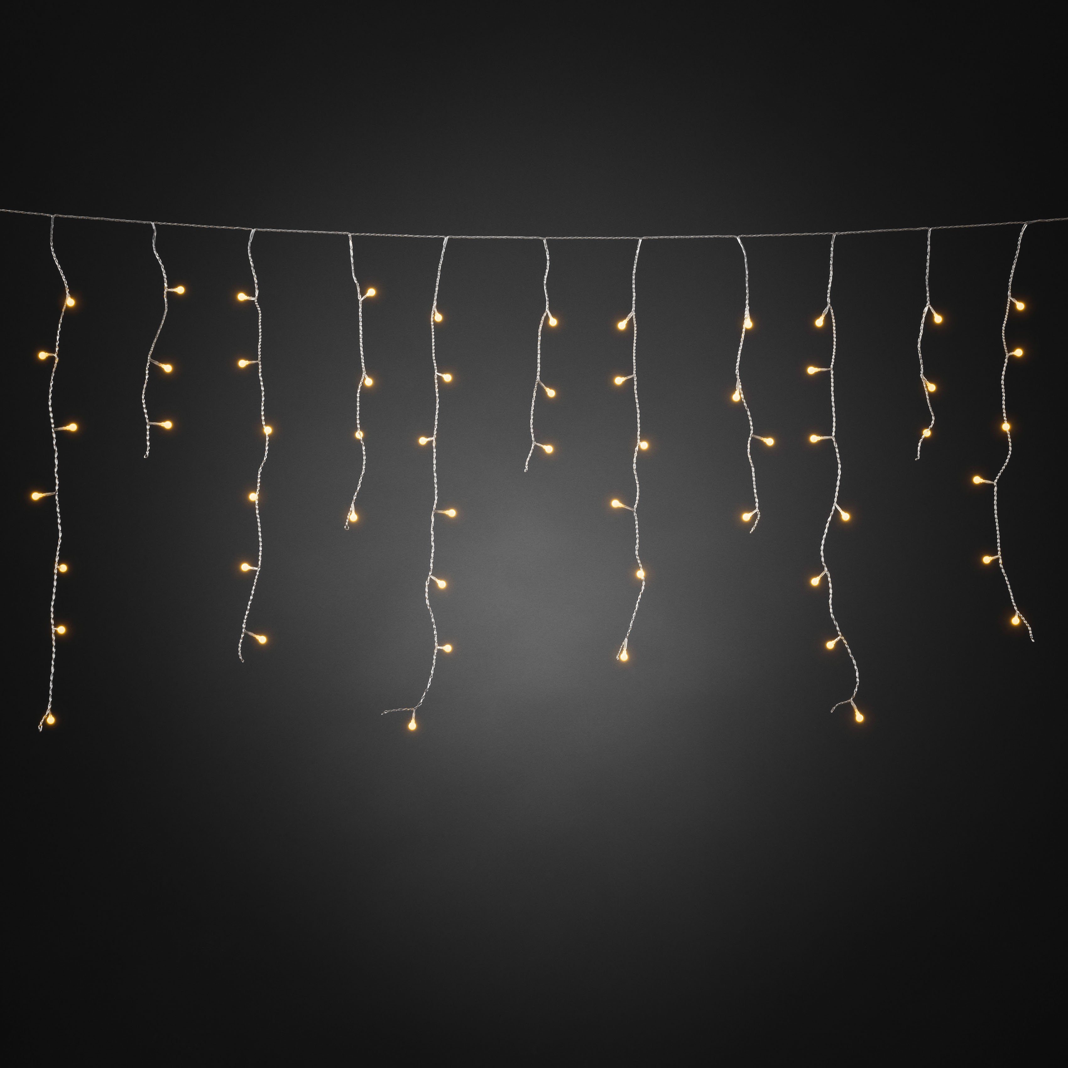 KONSTSMIDE Led-lichtgordijn Kerstversiering buiten Led ijsregen met witte globes, 200 amberkleurige diode (1 stuk)