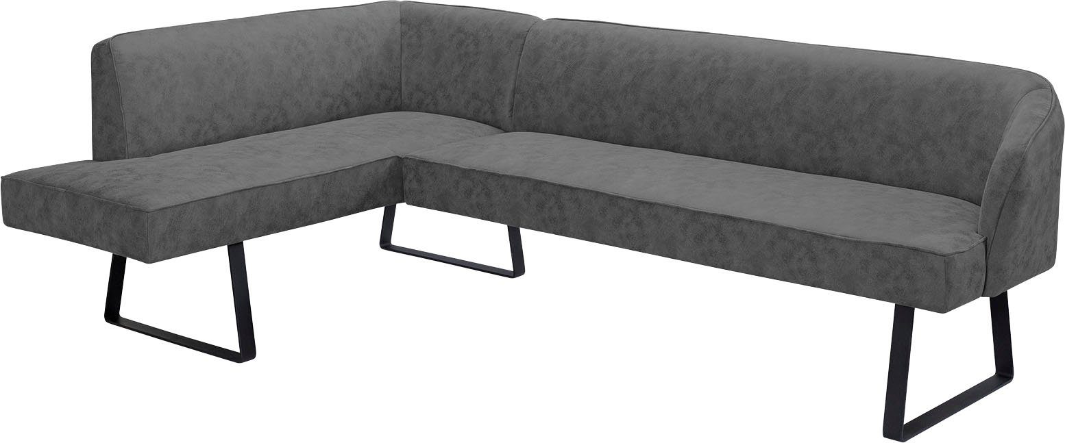 exxpo - sofa fashion Hoekbank Americano met opstaande naad en metalen poten, bekleding in verschillende kwaliteiten