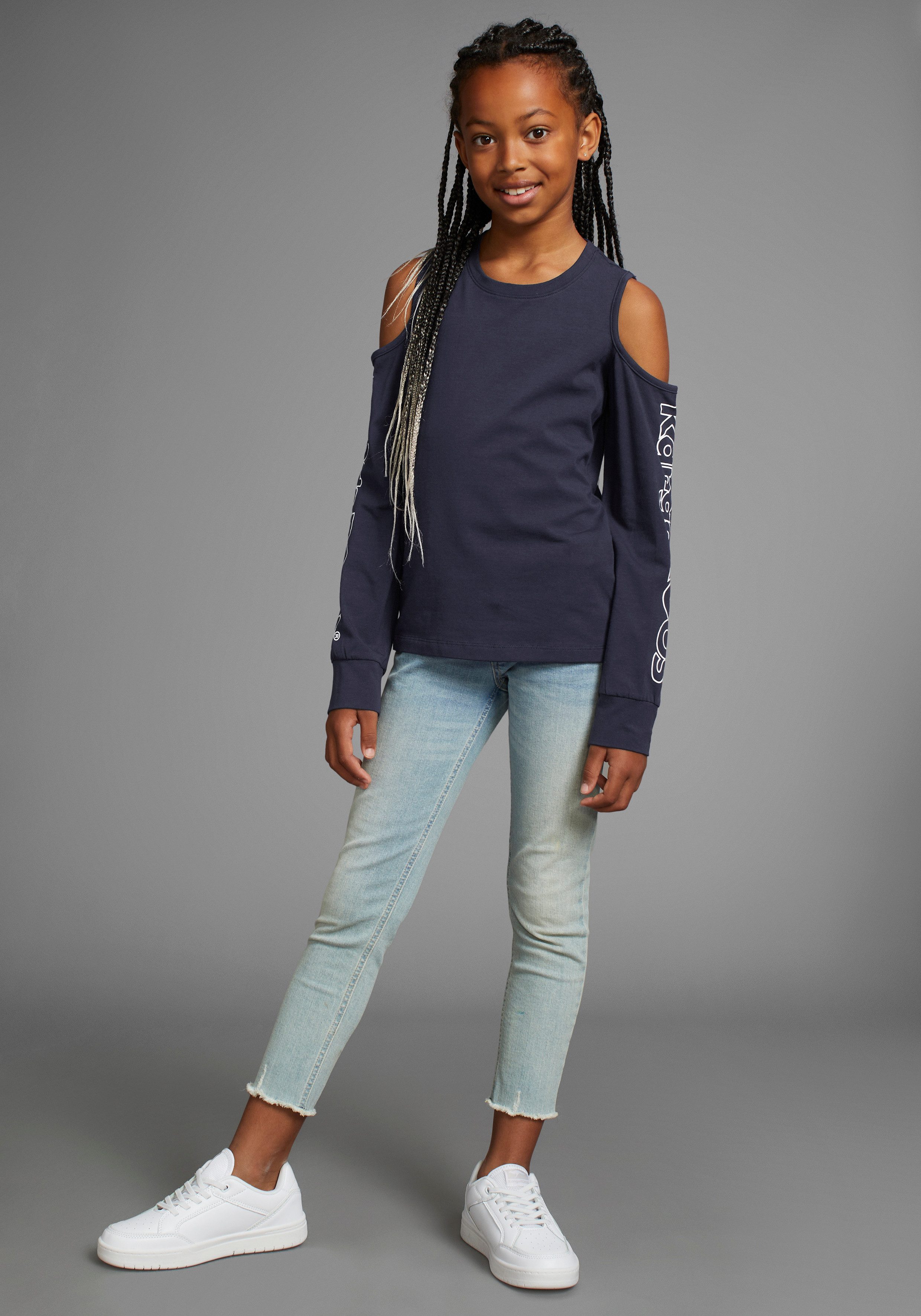 KangaROOS Shirt met lange mouwen Shirt cut-out met modieuze uitsparing bij de schouders