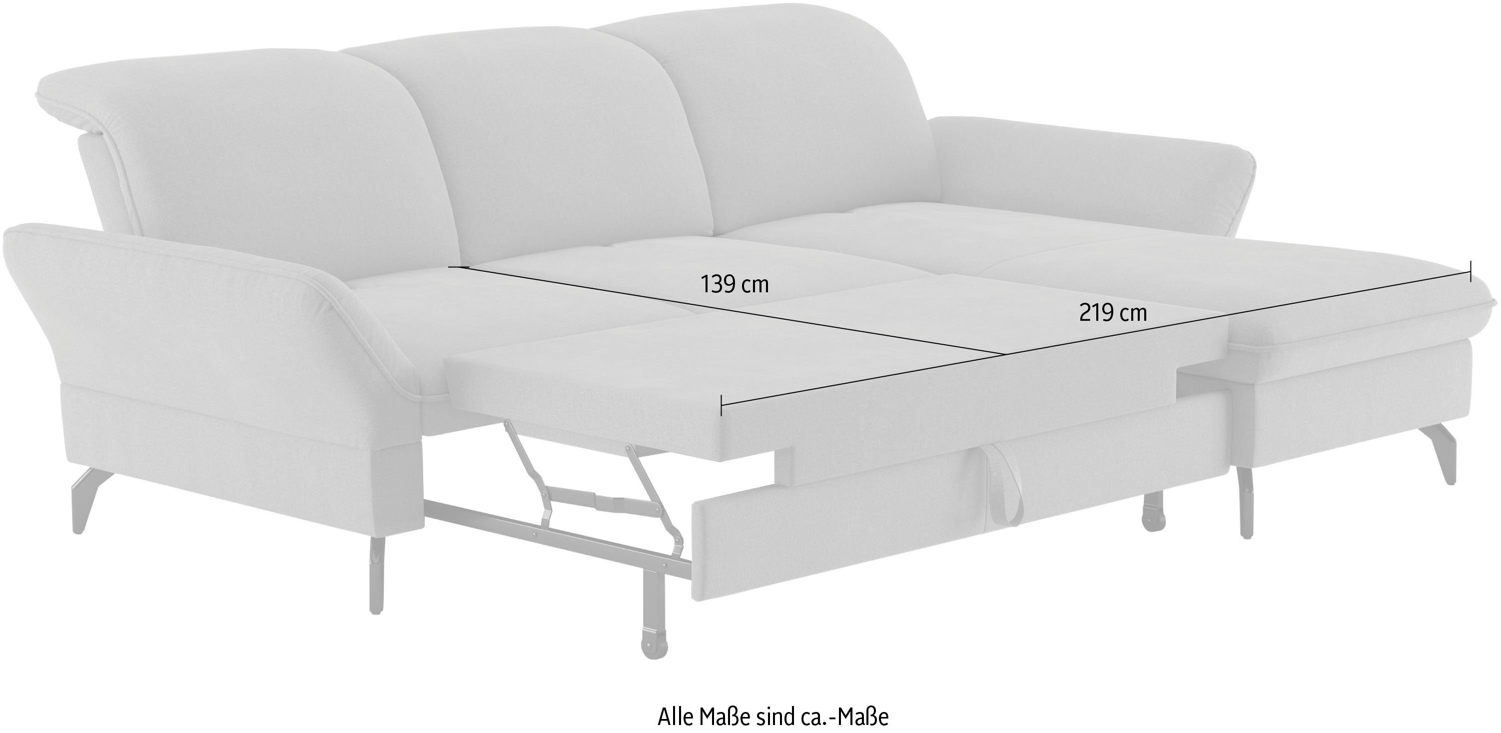 sit&more Hoekbank Leandro L-vorm Naar keuze met bed, hoofdbord en armleuningfunctie, en bedkist