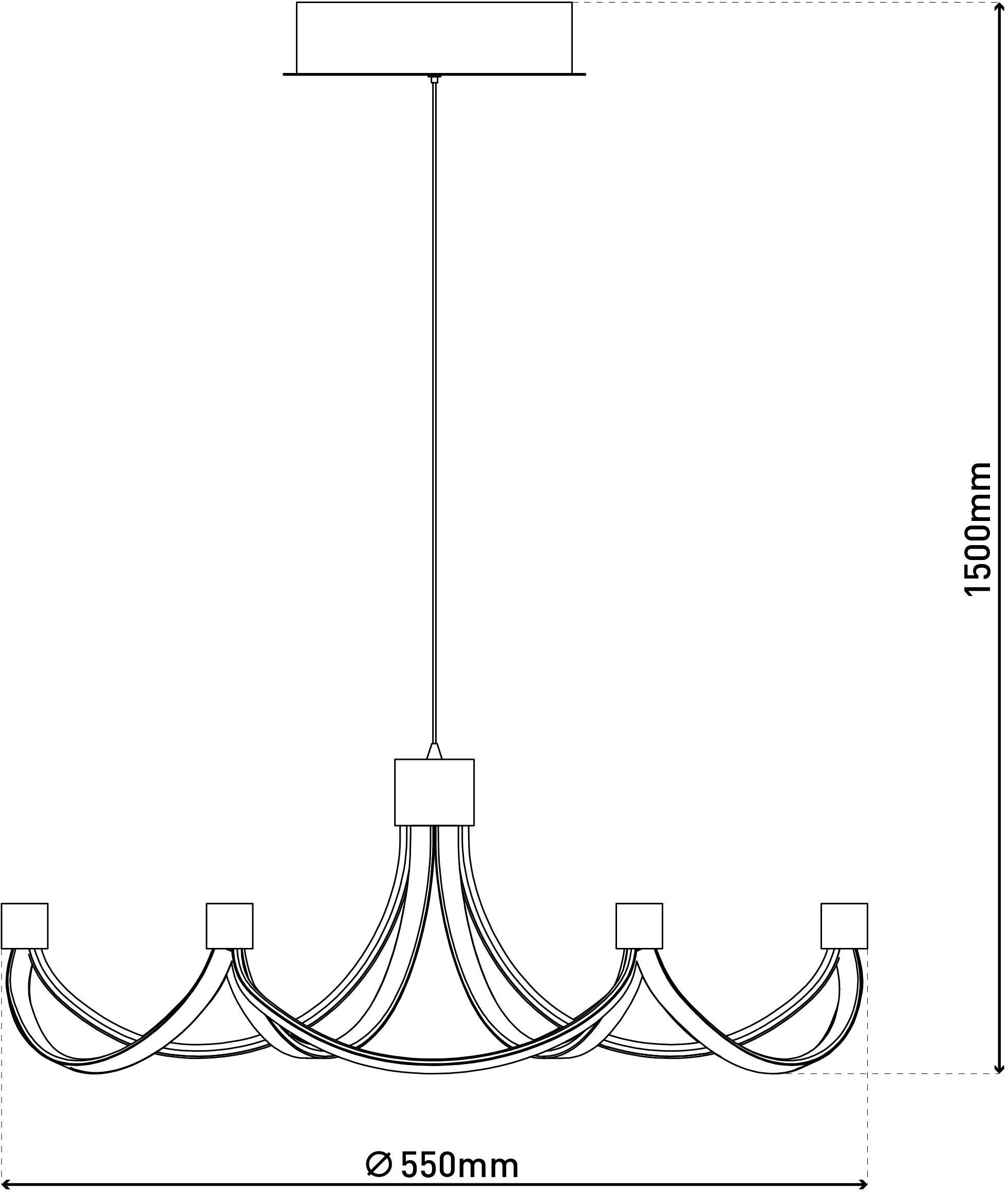 näve Led-hanglamp Festos Kroonluchter, trapsgewijs dimbaar, gesatineerd metaal, H: 150cm (1 stuk)