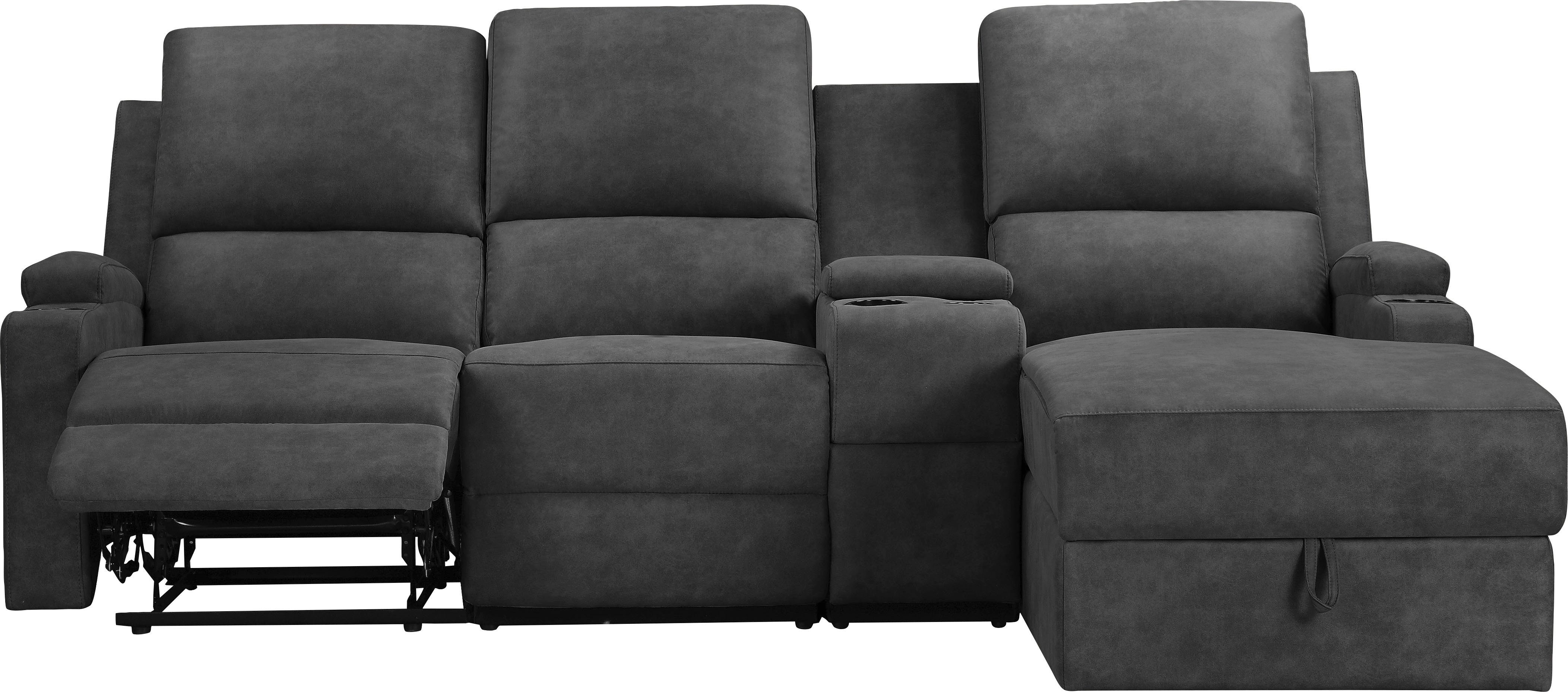 Home affaire Hoekbank Napori multimediabank, 3 bioscoopstoelen XXL, L-model, Bioscoopbank met relaxfunctie, bekerhouder, opbergvak en opbergbox