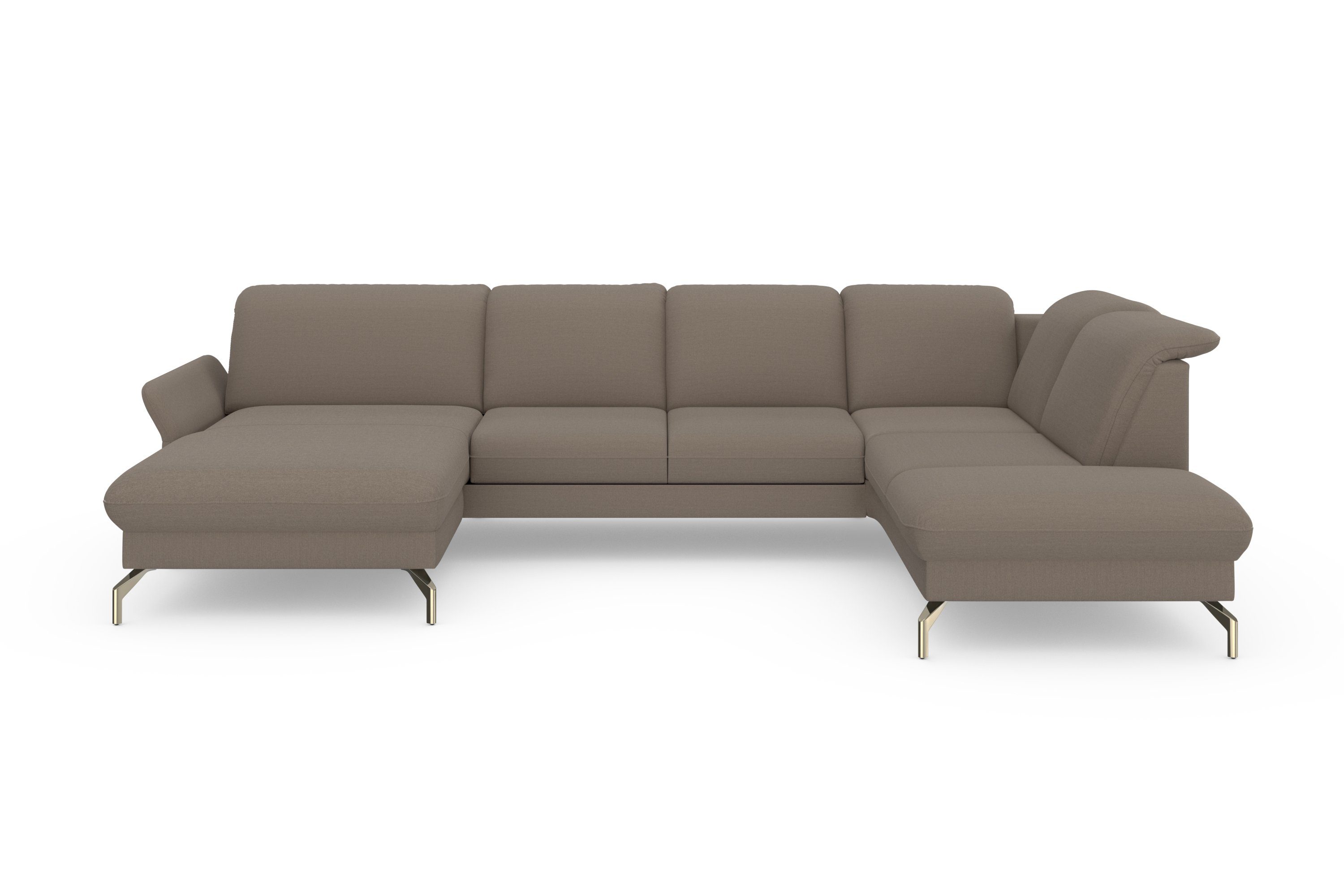 sit&more Zithoek Fashion U-vorm naar keuze met verstelbare hoofdsteun, uittrekzitting, motorisch, nikkel poten