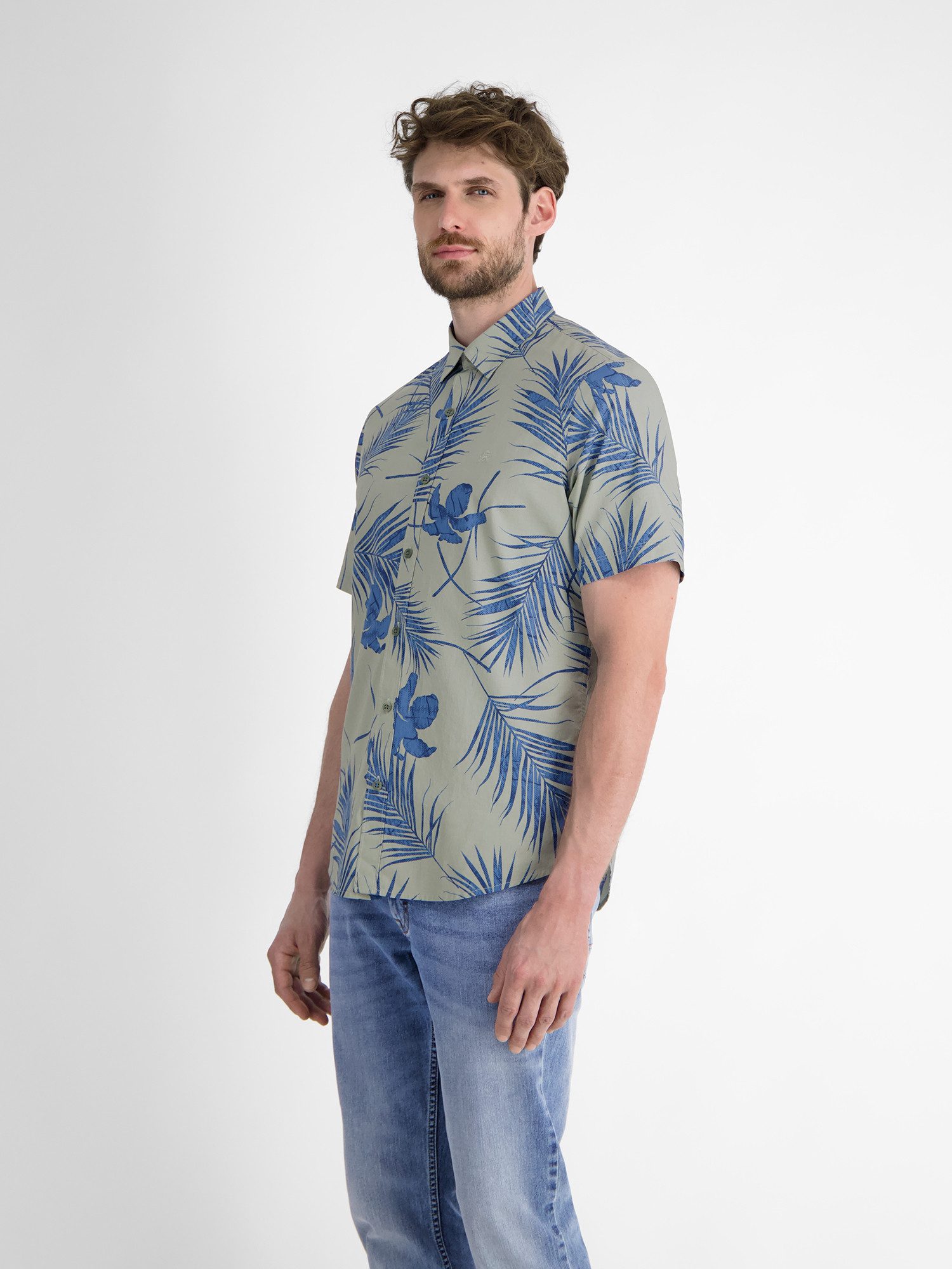 Lerros Overhemd met korte mouwen LERROS kortarmig heren overhemd, Hawaiian-stijl
