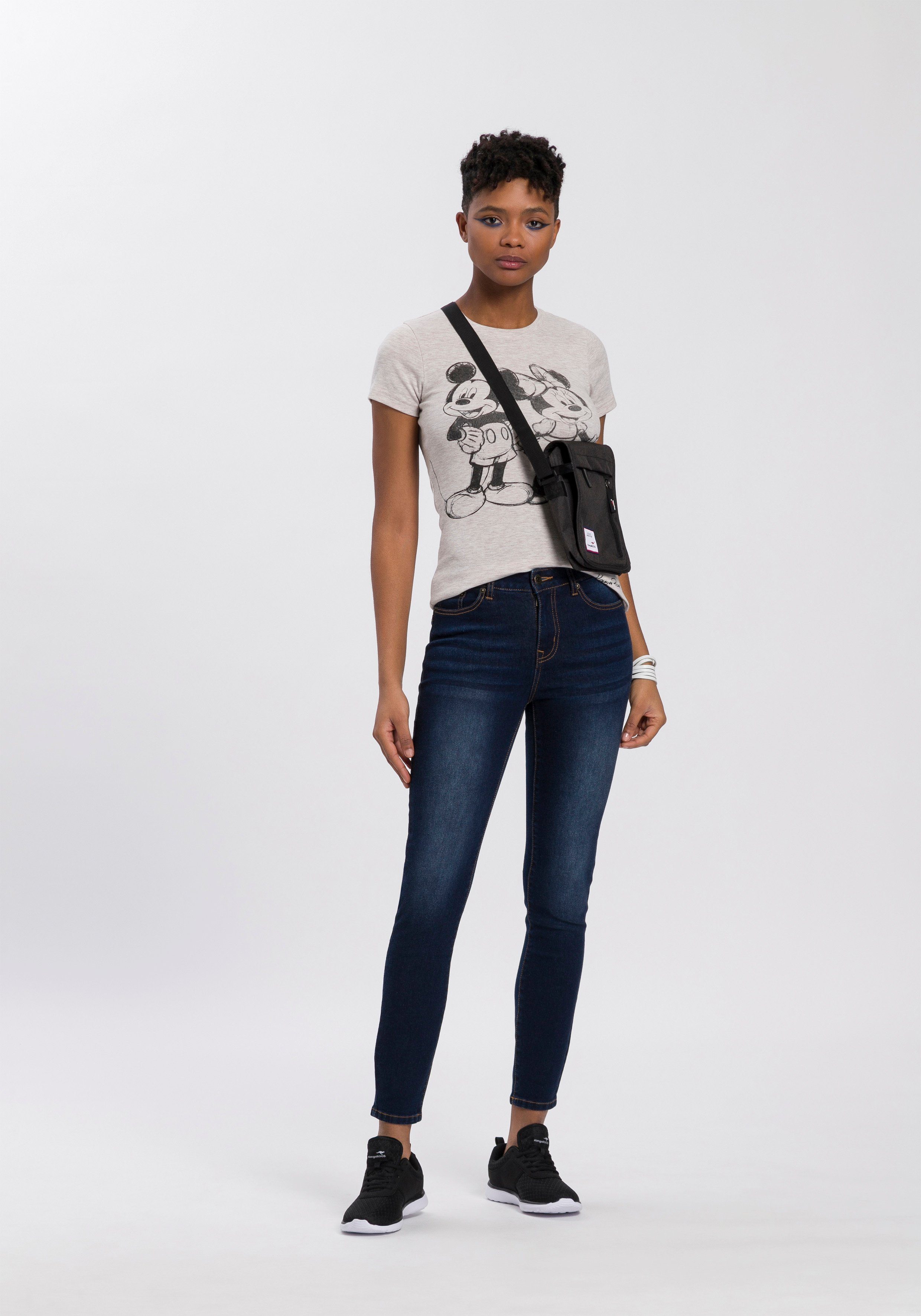 KangaROOS Slim fit jeans CROPPED HIGH WAIST SLIM FIT smalle pasvorm, skinny jeans, trendy used-wassing