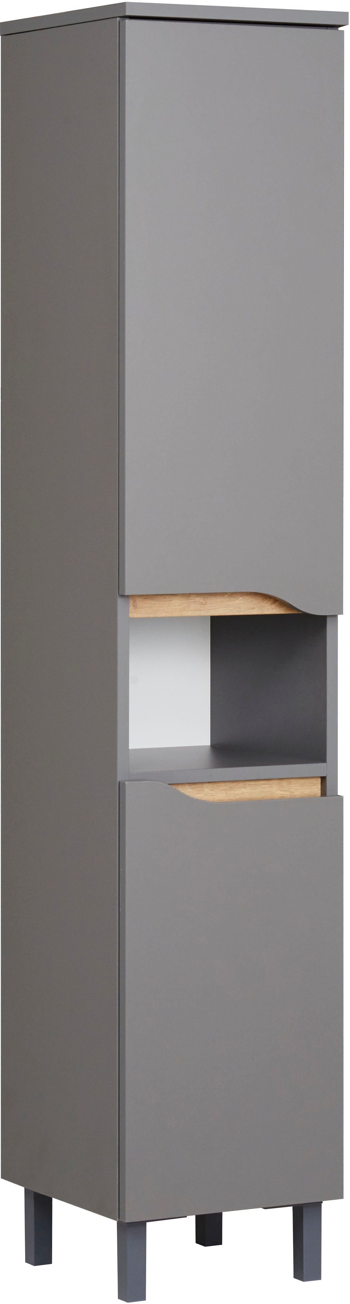 Saphir Badkamerserie Quickset 3-delig, wastafelonderkast met led-spiegel met halfhoge kast, inclusief deurdemper, 4 deuren, 1 nis, badkameraccessoireset (3-delig)