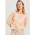 opus blouse met lange mouwen fu fresh met all-over print in gebloemd design oranje