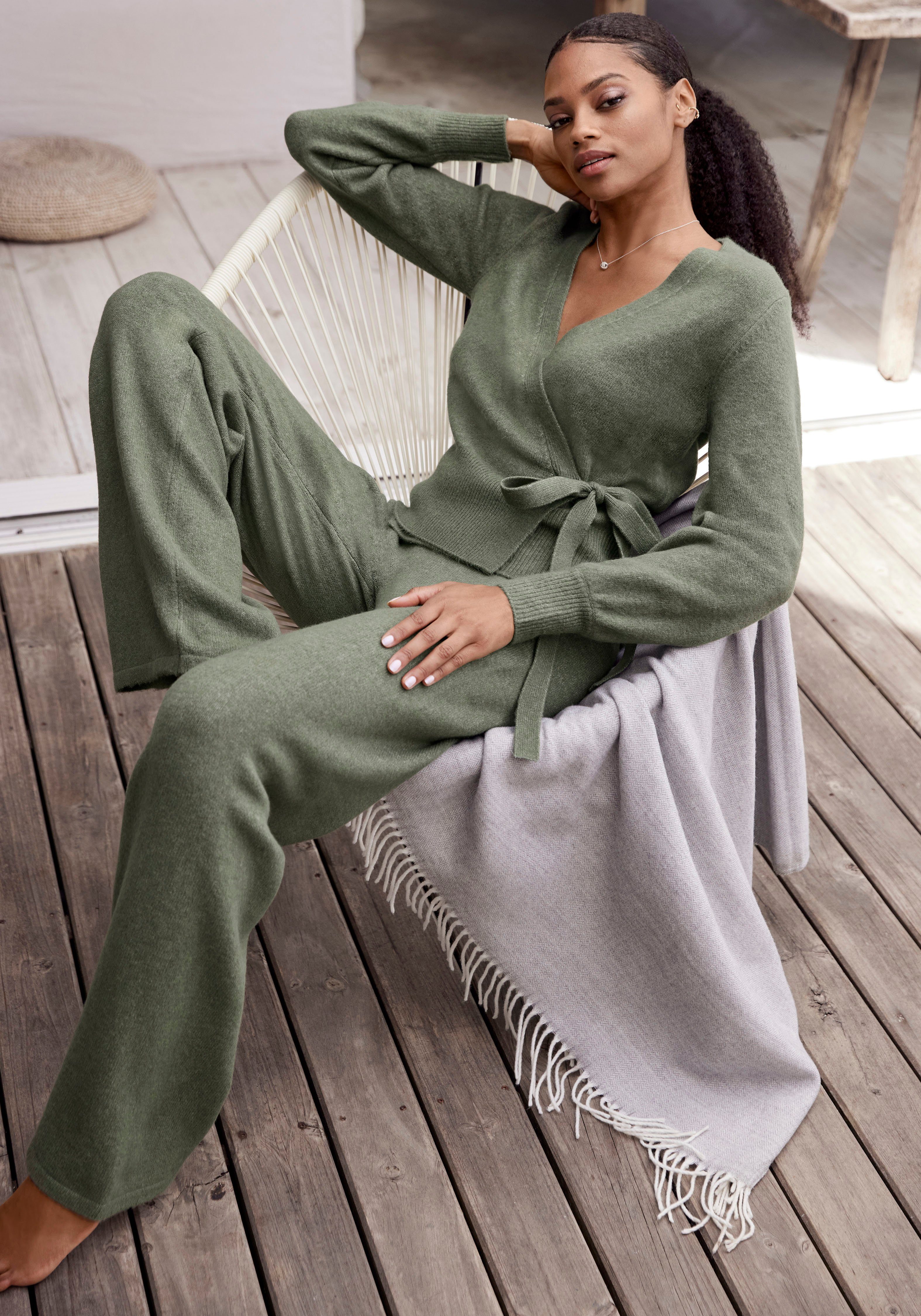 Lascana Tricotbroek -Loungebroek met ribboorden, loungewear