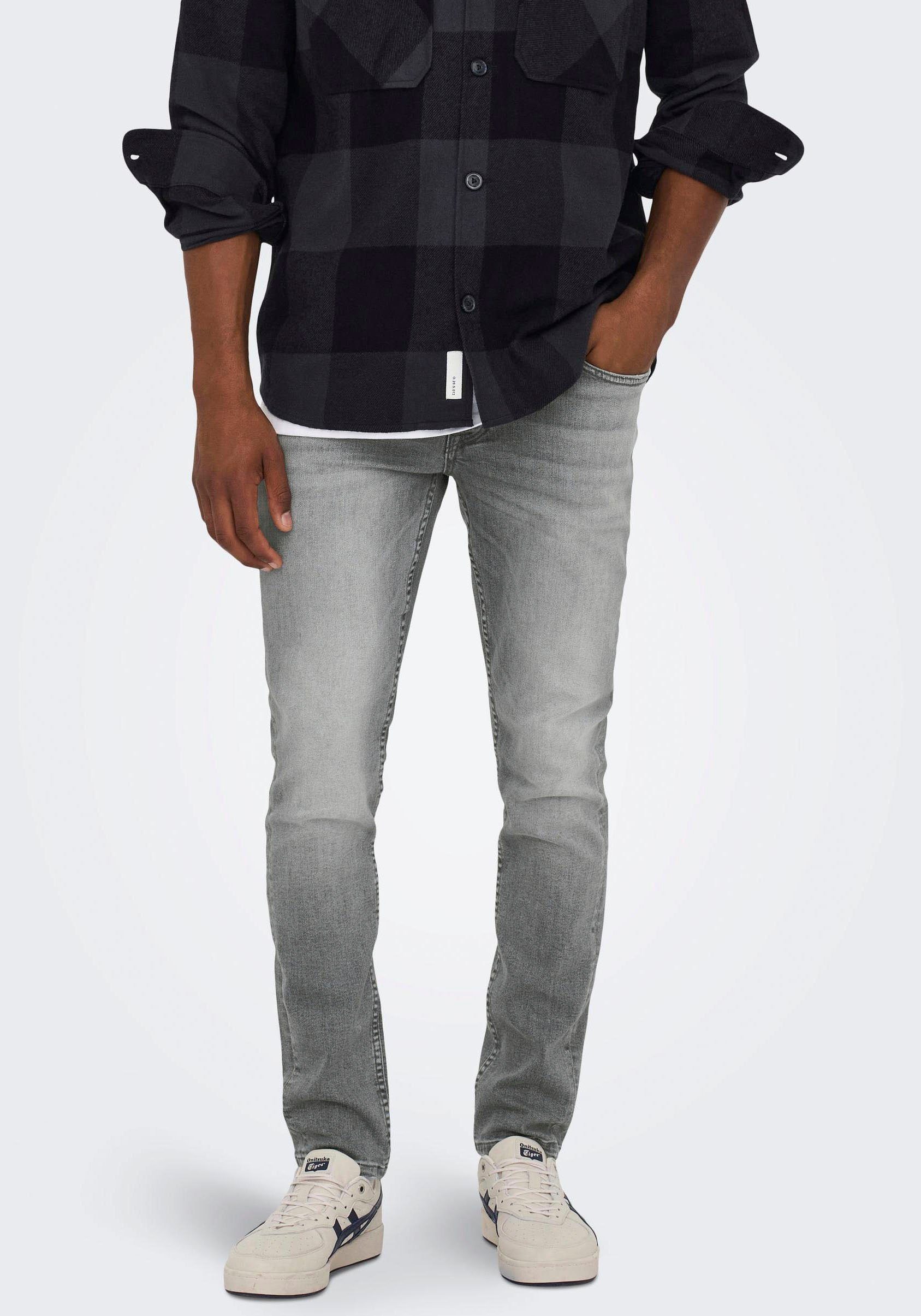 ONLY & SONS Slim fit jeans ONSLOOM SLIM LBD 8263 AZG DNM NOOS heren slim fit jeans maat 28 grijs