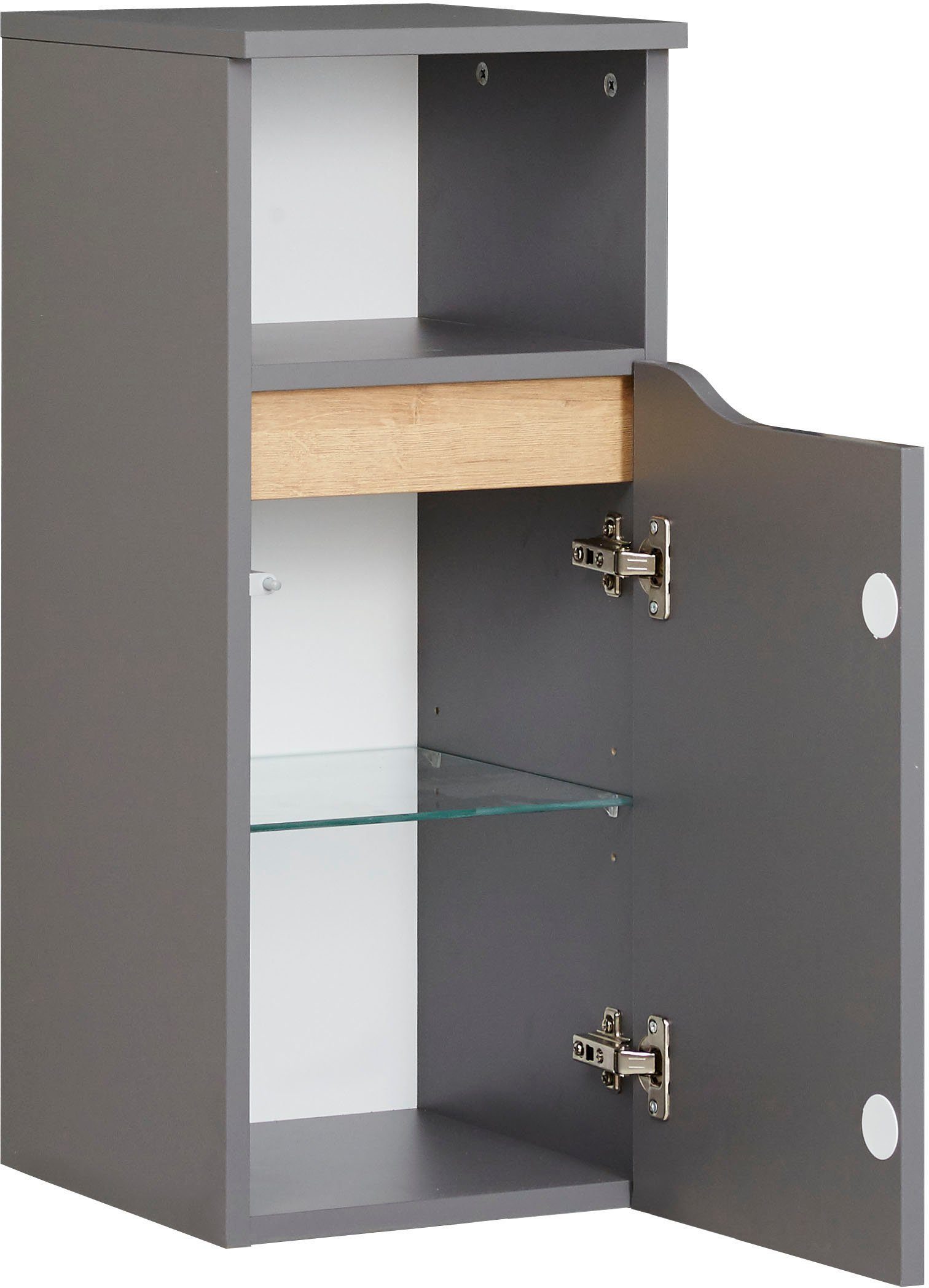 Saphir Badkamerserie Quickset 5-delig, keramische wastafel en LED-spiegelkast Halfhoge kast, onderkast, hangend kastje, inclusief deurdemper, 7 deuren (7-delig)