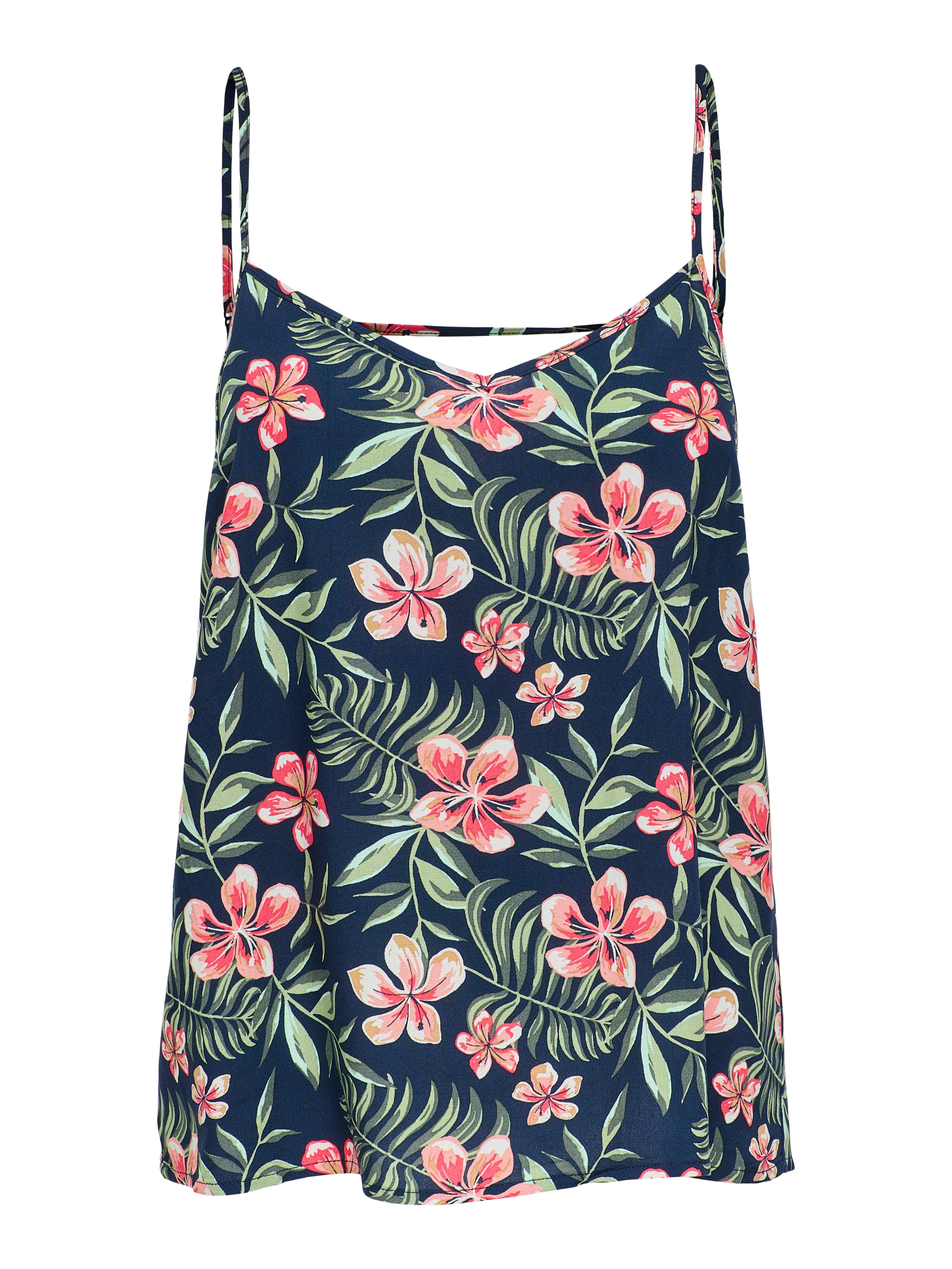 Only Top met spaghettibandjes ONLNOVA LIFE PARIS SINGLET AOP PTM